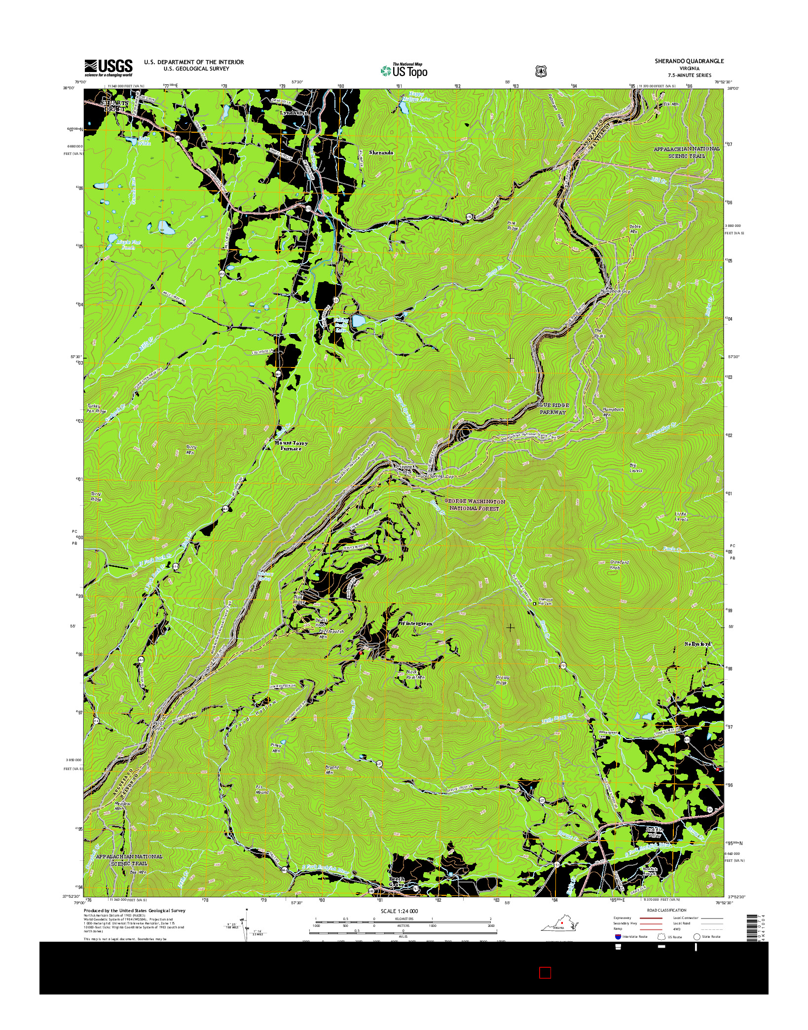 USGS US TOPO 7.5-MINUTE MAP FOR SHERANDO, VA 2016