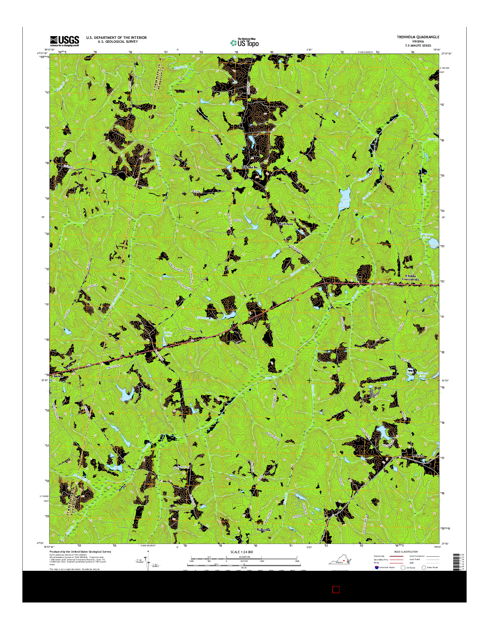 USGS US TOPO 7.5-MINUTE MAP FOR TRENHOLM, VA 2016