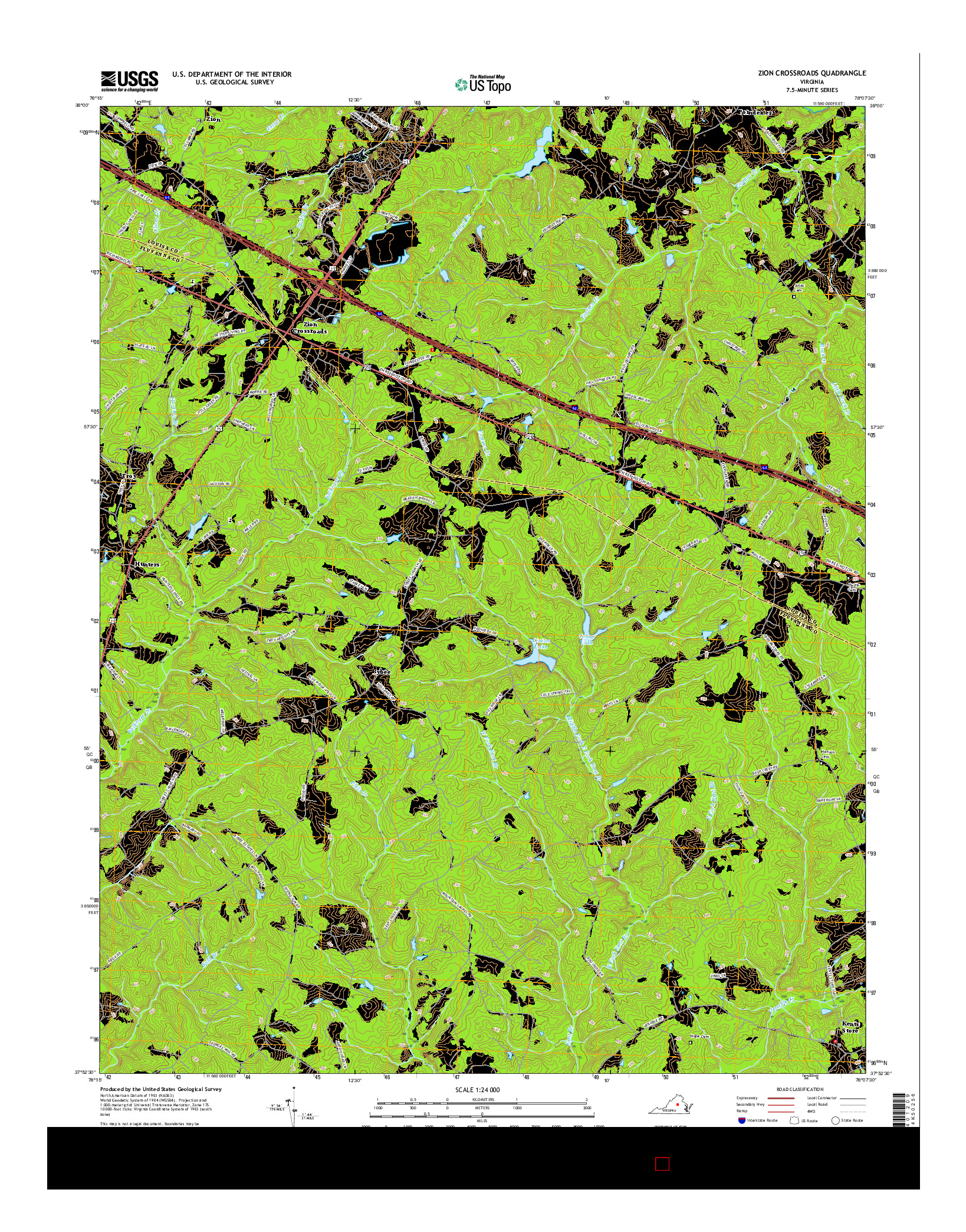 USGS US TOPO 7.5-MINUTE MAP FOR ZION CROSSROADS, VA 2016