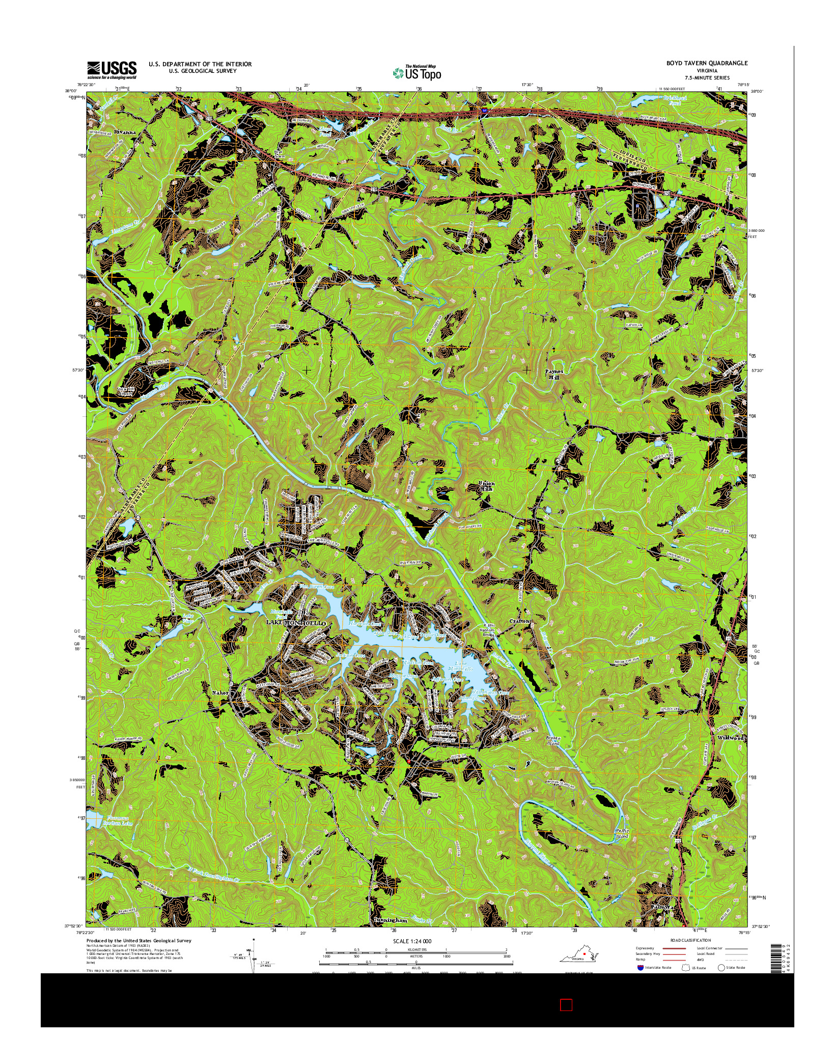 USGS US TOPO 7.5-MINUTE MAP FOR BOYD TAVERN, VA 2016