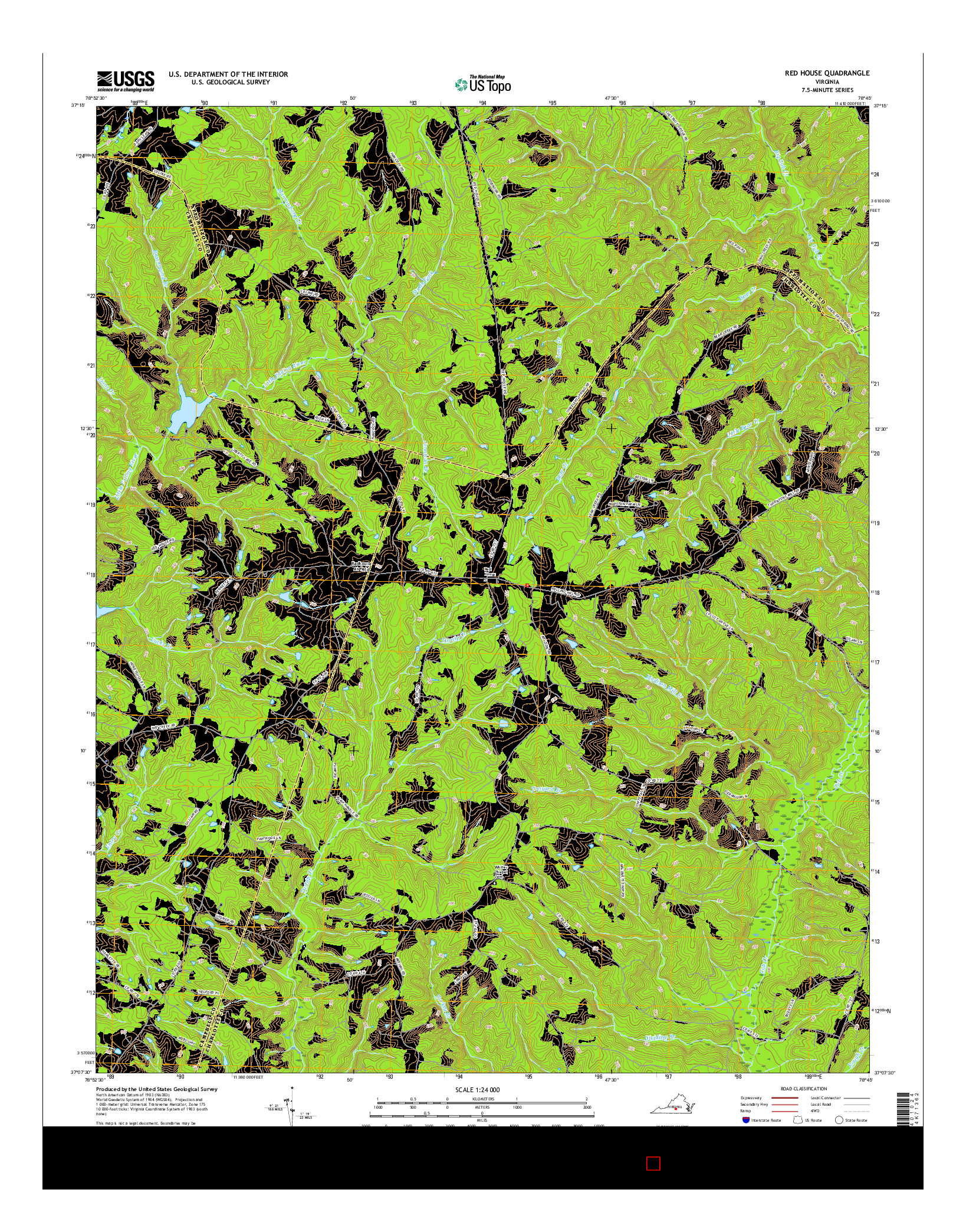 USGS US TOPO 7.5-MINUTE MAP FOR RED HOUSE, VA 2016