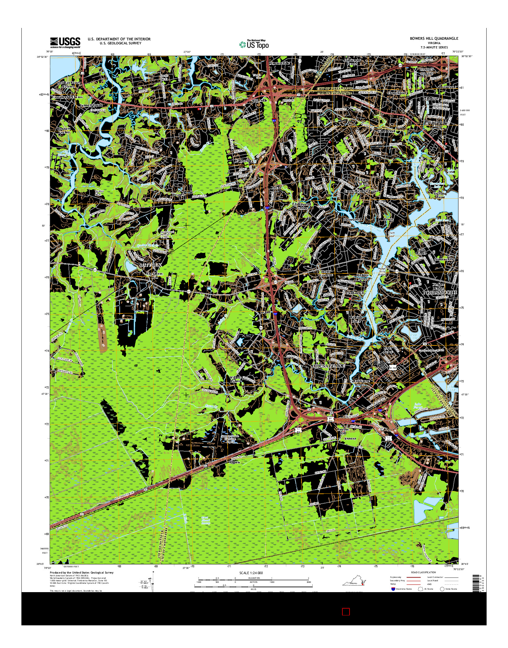 USGS US TOPO 7.5-MINUTE MAP FOR BOWERS HILL, VA 2016