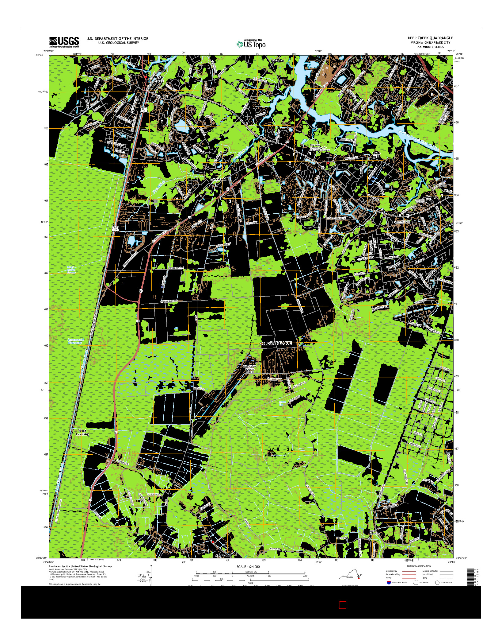 USGS US TOPO 7.5-MINUTE MAP FOR DEEP CREEK, VA 2016