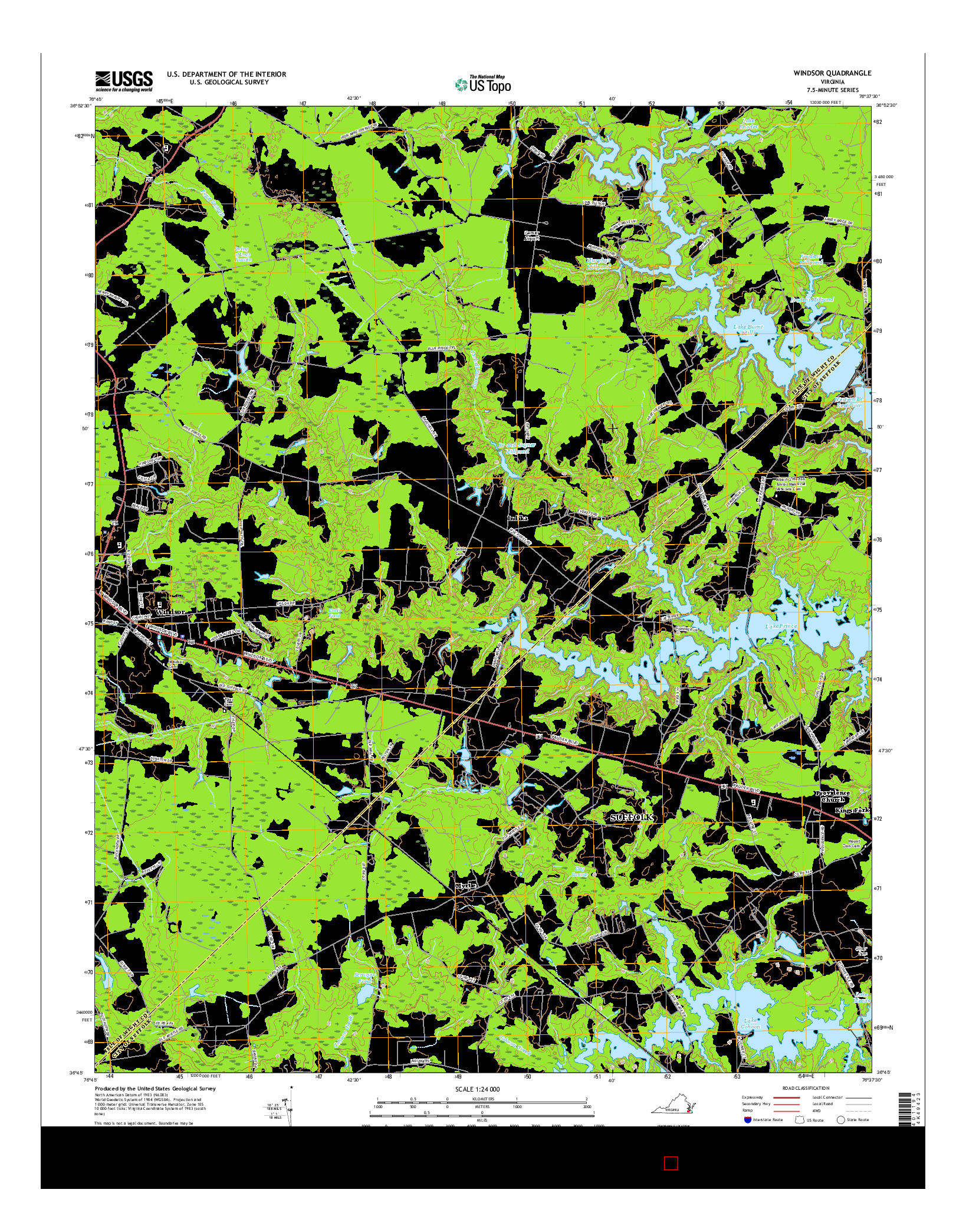 USGS US TOPO 7.5-MINUTE MAP FOR WINDSOR, VA 2016