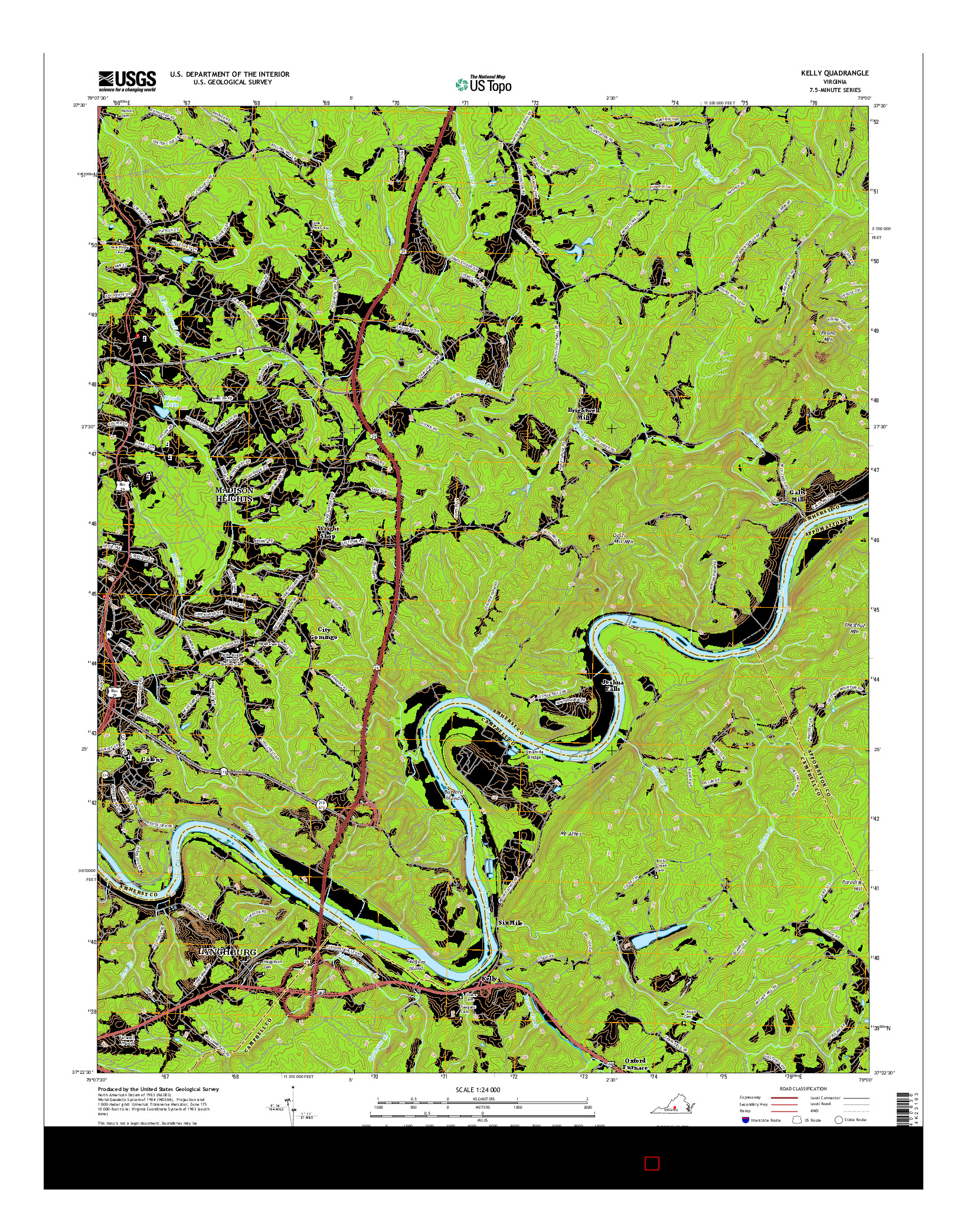 USGS US TOPO 7.5-MINUTE MAP FOR KELLY, VA 2016