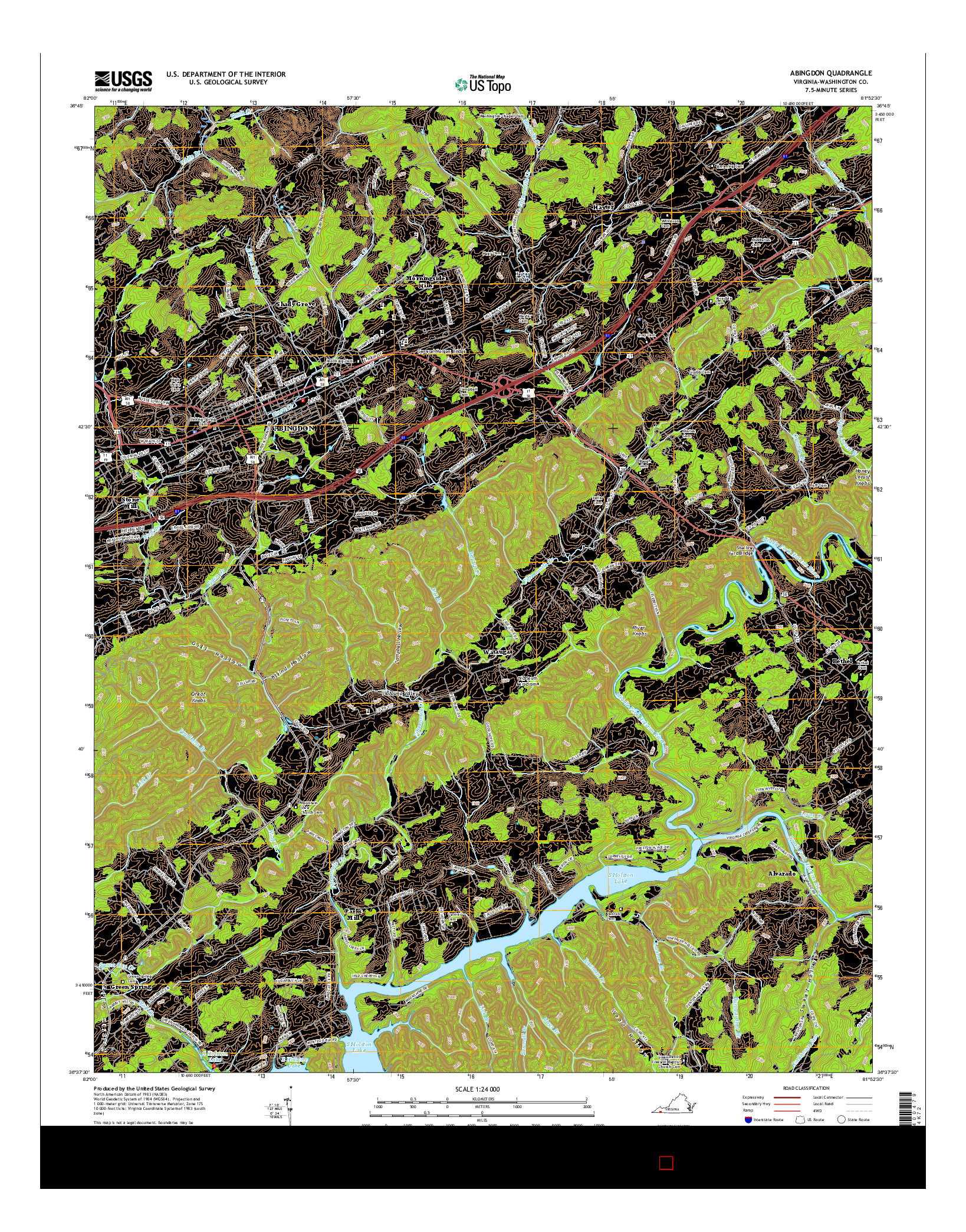 USGS US TOPO 7.5-MINUTE MAP FOR ABINGDON, VA 2016