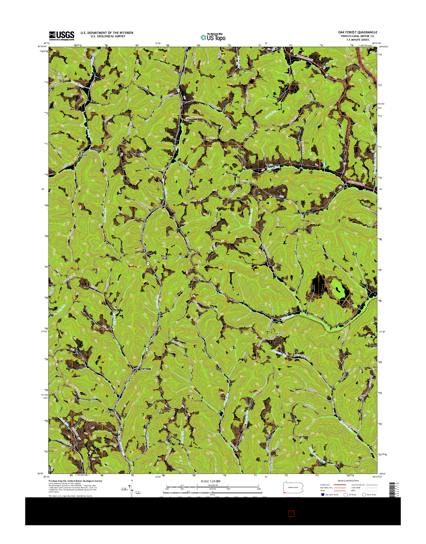 USGS US TOPO 7.5-MINUTE MAP FOR OAK FOREST, PA 2016