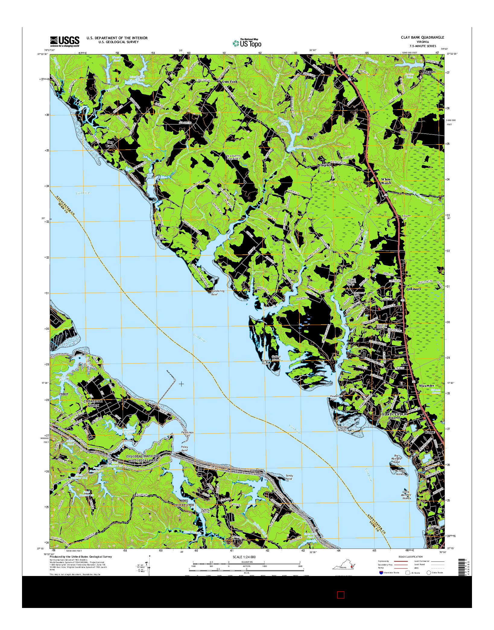 USGS US TOPO 7.5-MINUTE MAP FOR CLAY BANK, VA 2016