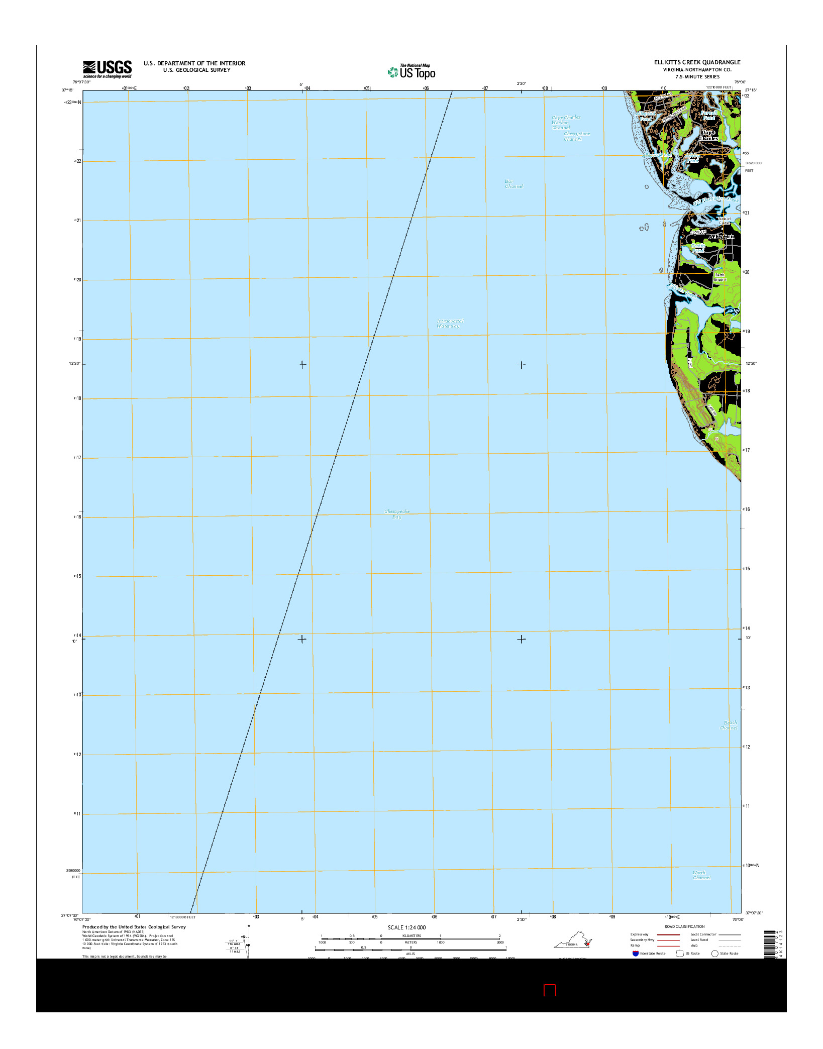 USGS US TOPO 7.5-MINUTE MAP FOR ELLIOTTS CREEK, VA 2016