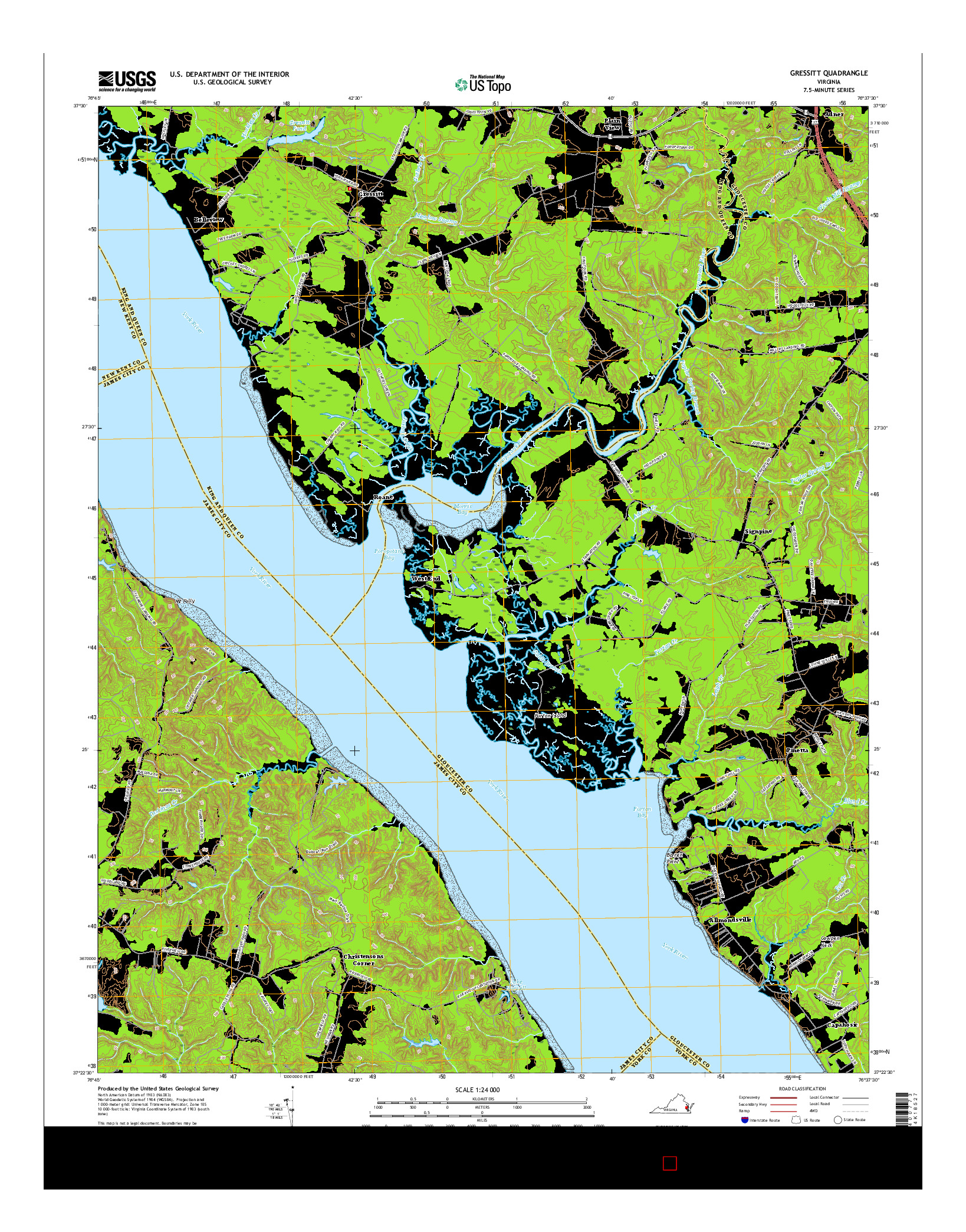 USGS US TOPO 7.5-MINUTE MAP FOR GRESSITT, VA 2016