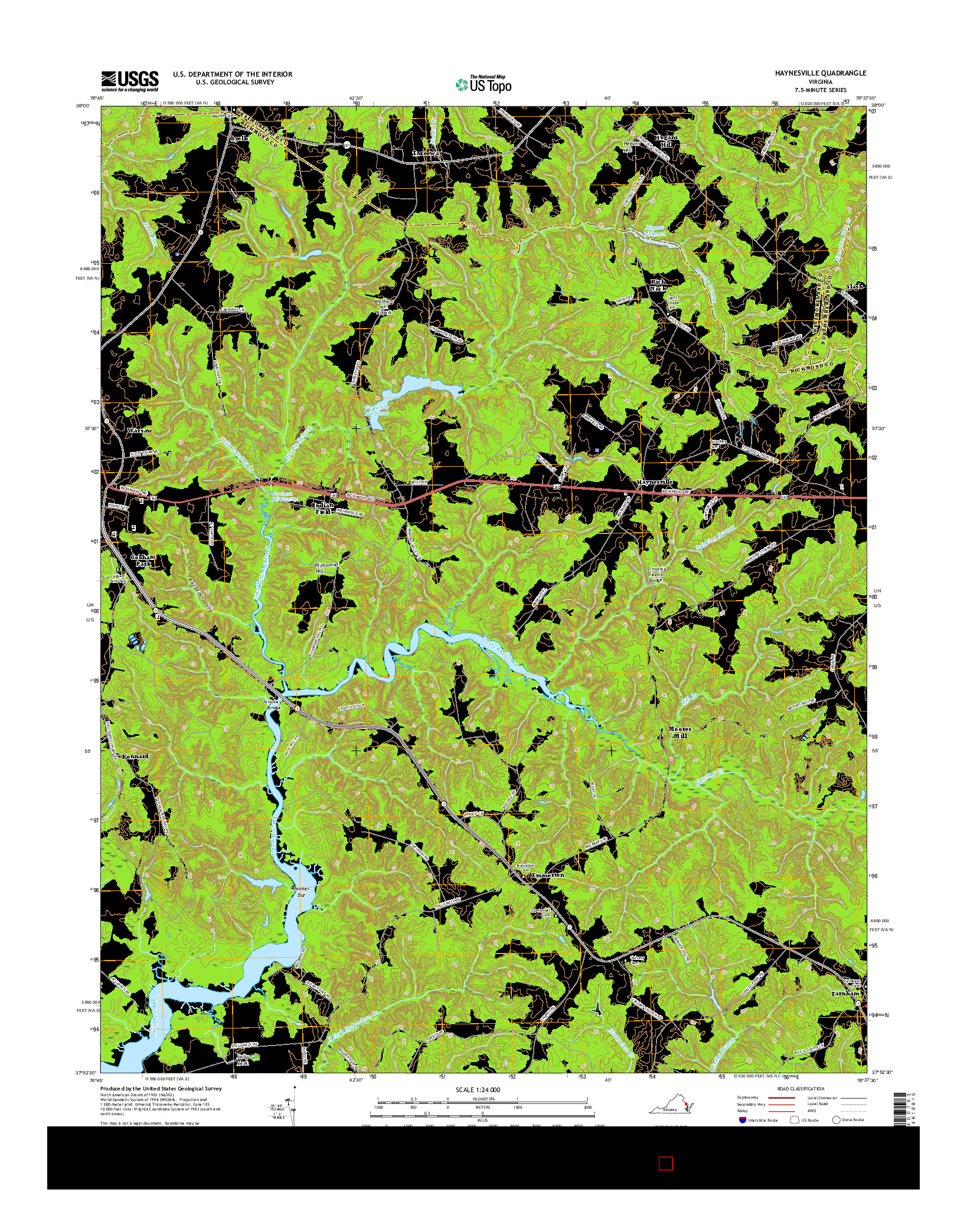USGS US TOPO 7.5-MINUTE MAP FOR HAYNESVILLE, VA 2016
