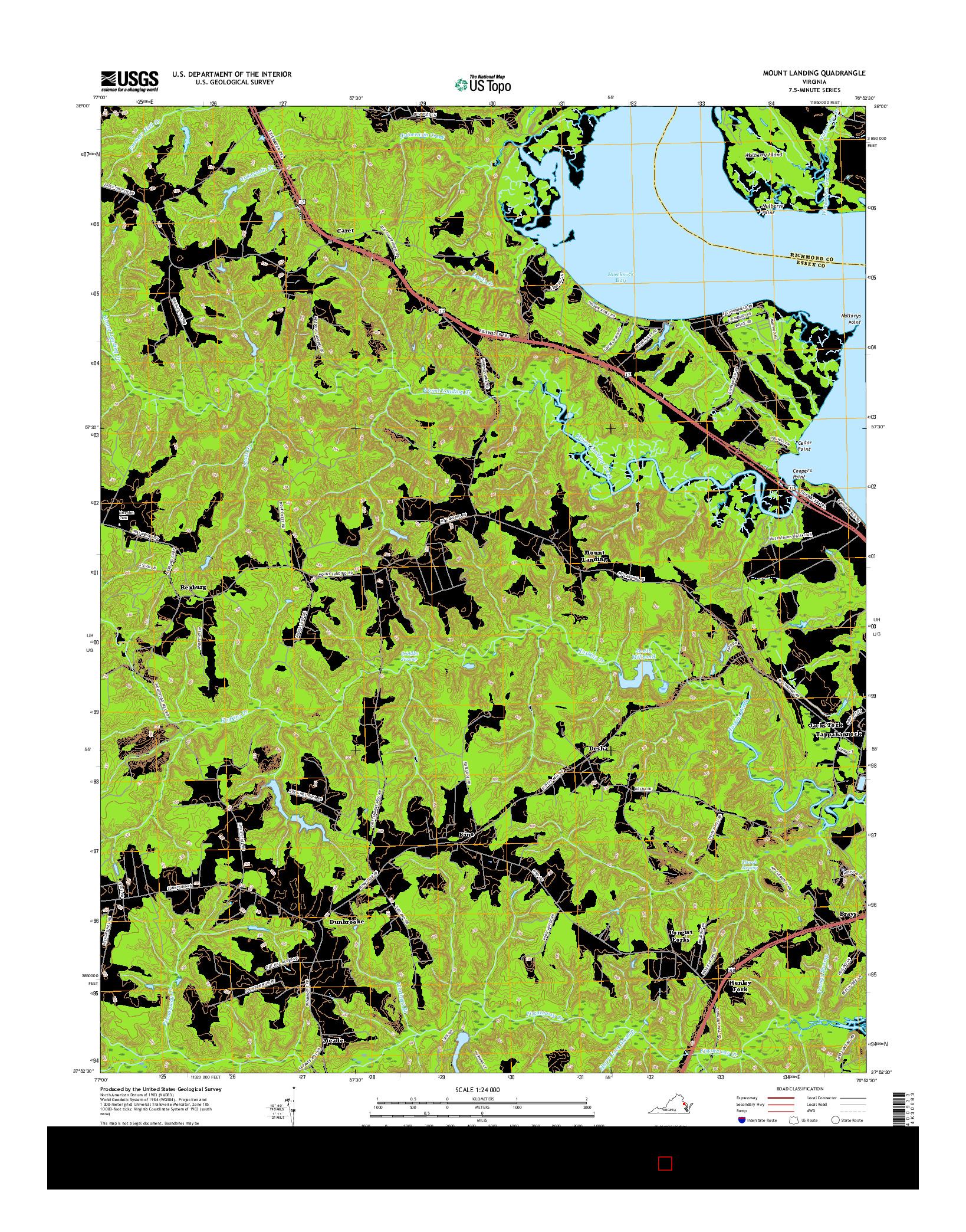 USGS US TOPO 7.5-MINUTE MAP FOR MOUNT LANDING, VA 2016