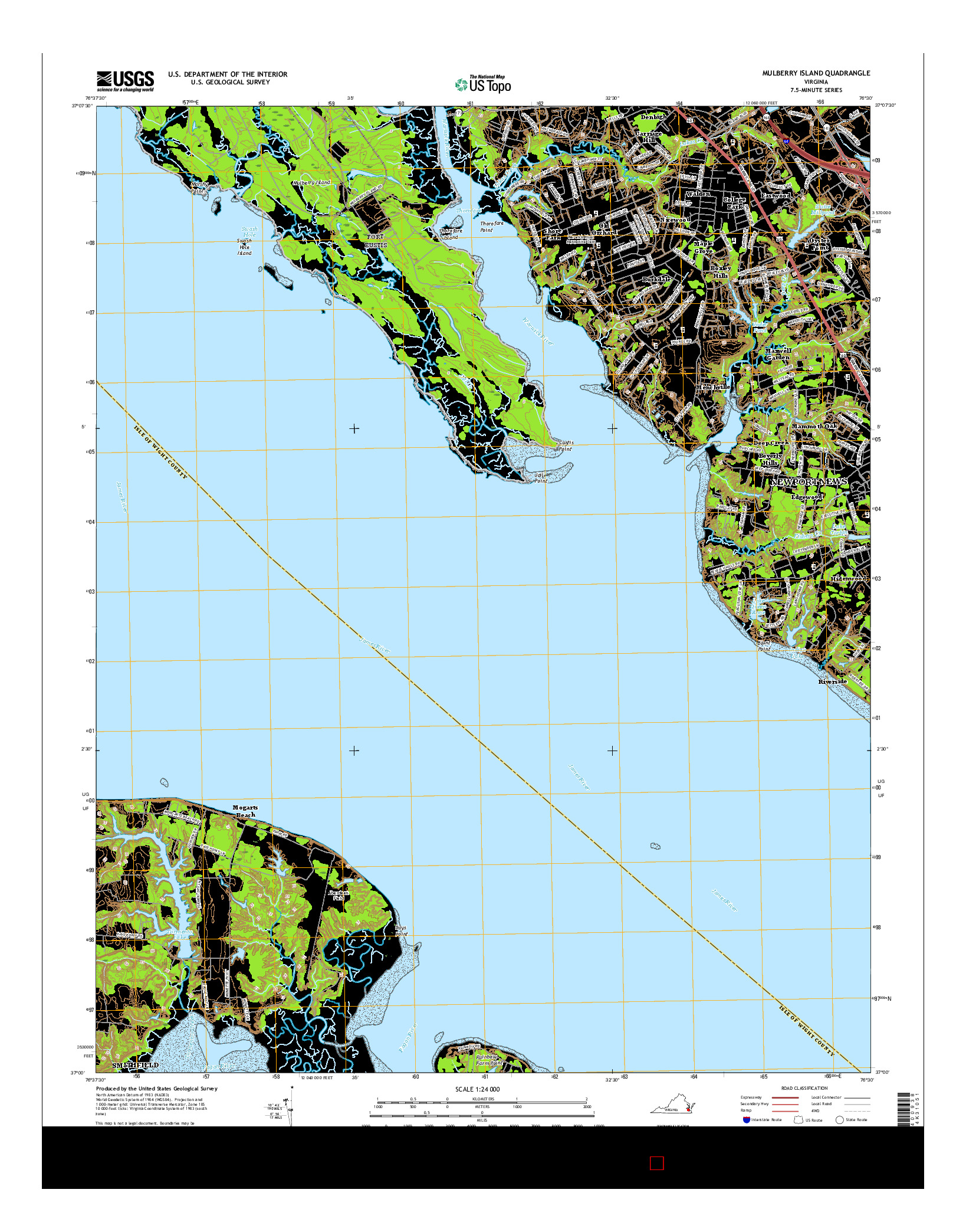 USGS US TOPO 7.5-MINUTE MAP FOR MULBERRY ISLAND, VA 2016