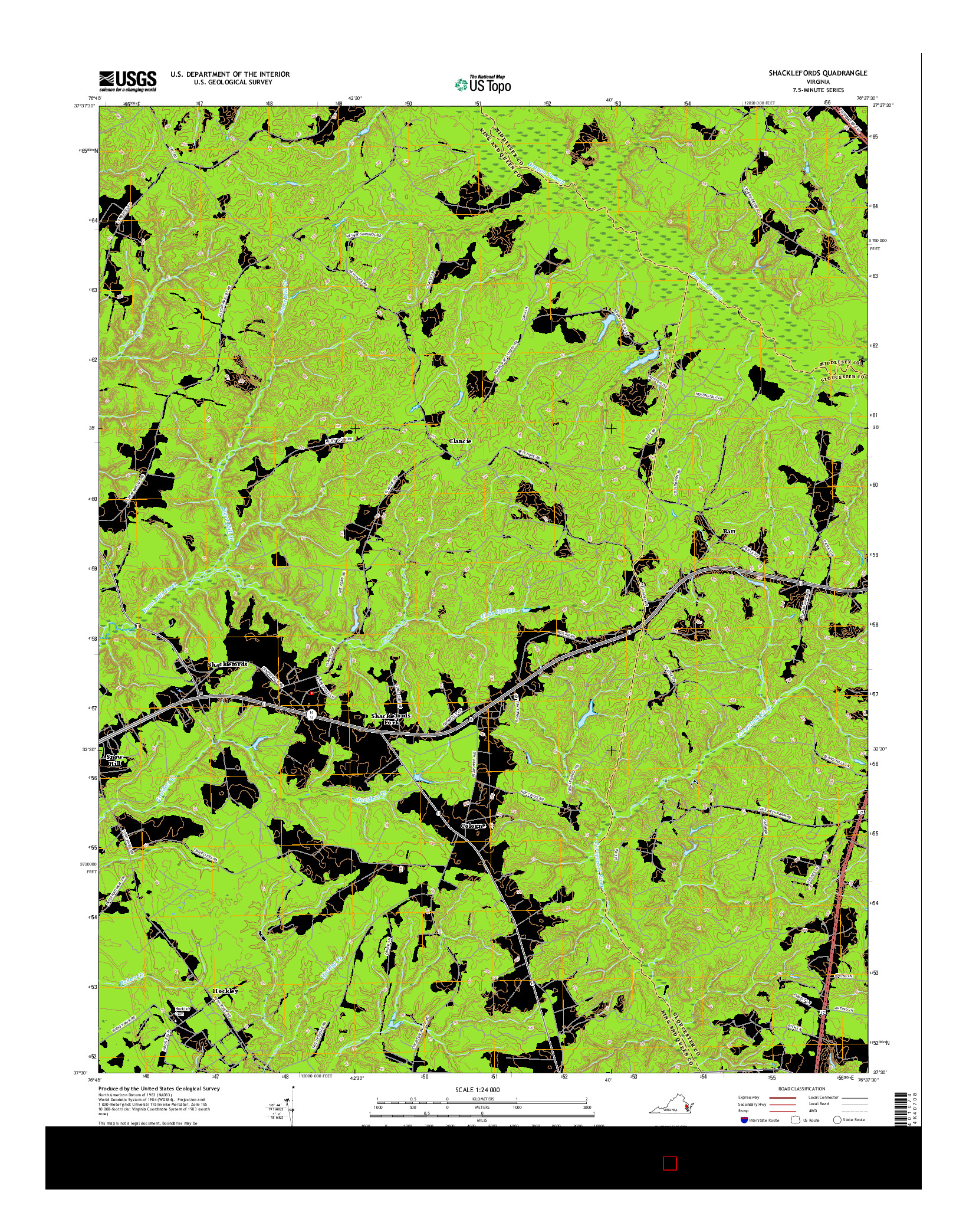 USGS US TOPO 7.5-MINUTE MAP FOR SHACKLEFORDS, VA 2016