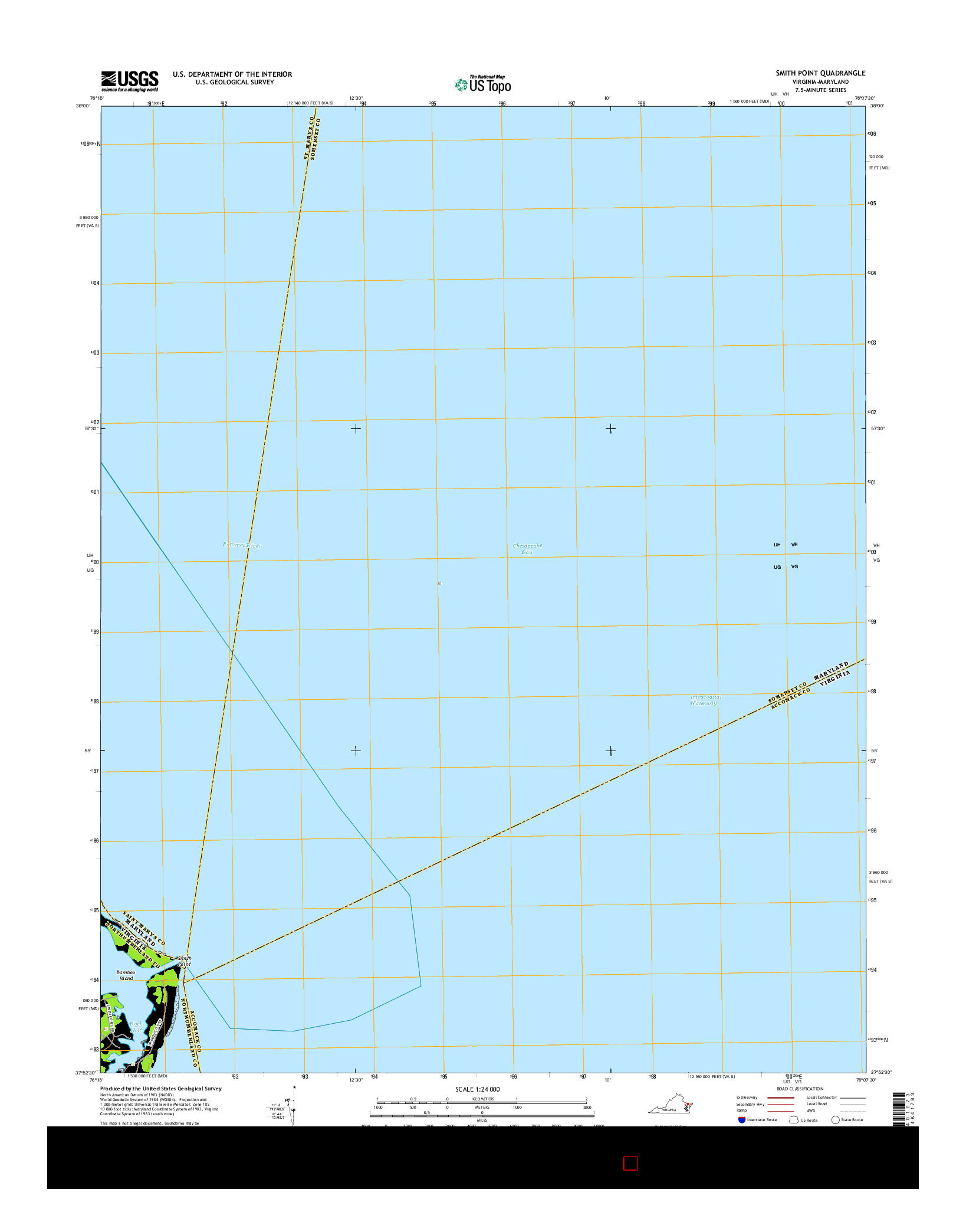 USGS US TOPO 7.5-MINUTE MAP FOR SMITH POINT, VA-MD 2016