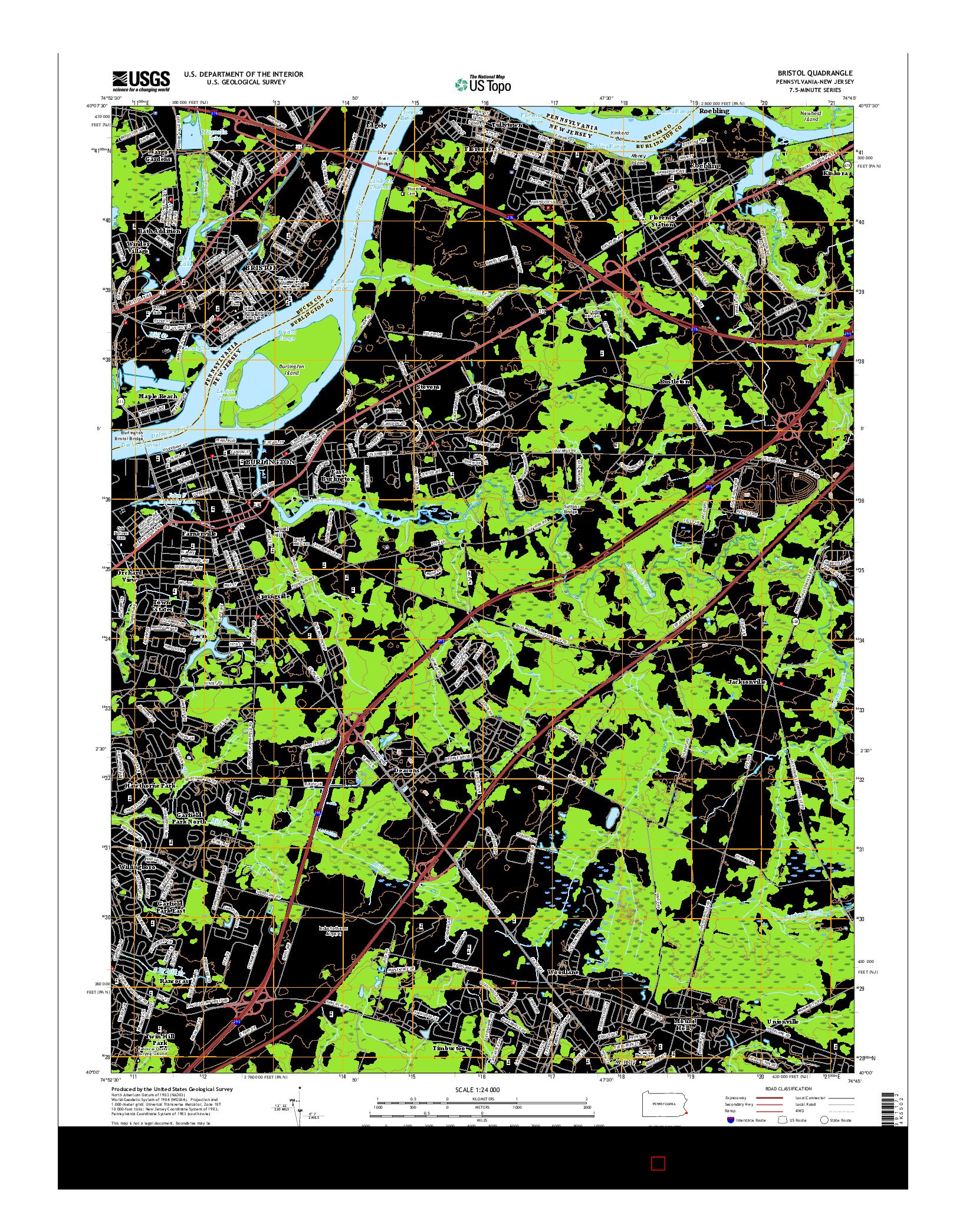 USGS US TOPO 7.5-MINUTE MAP FOR BRISTOL, PA-NJ 2016