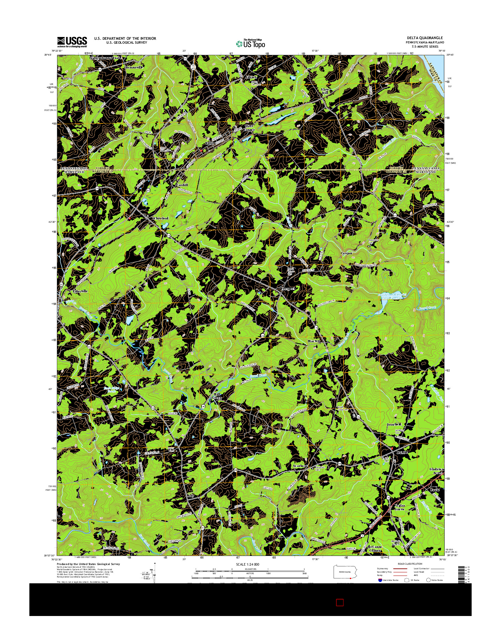 USGS US TOPO 7.5-MINUTE MAP FOR DELTA, PA-MD 2016