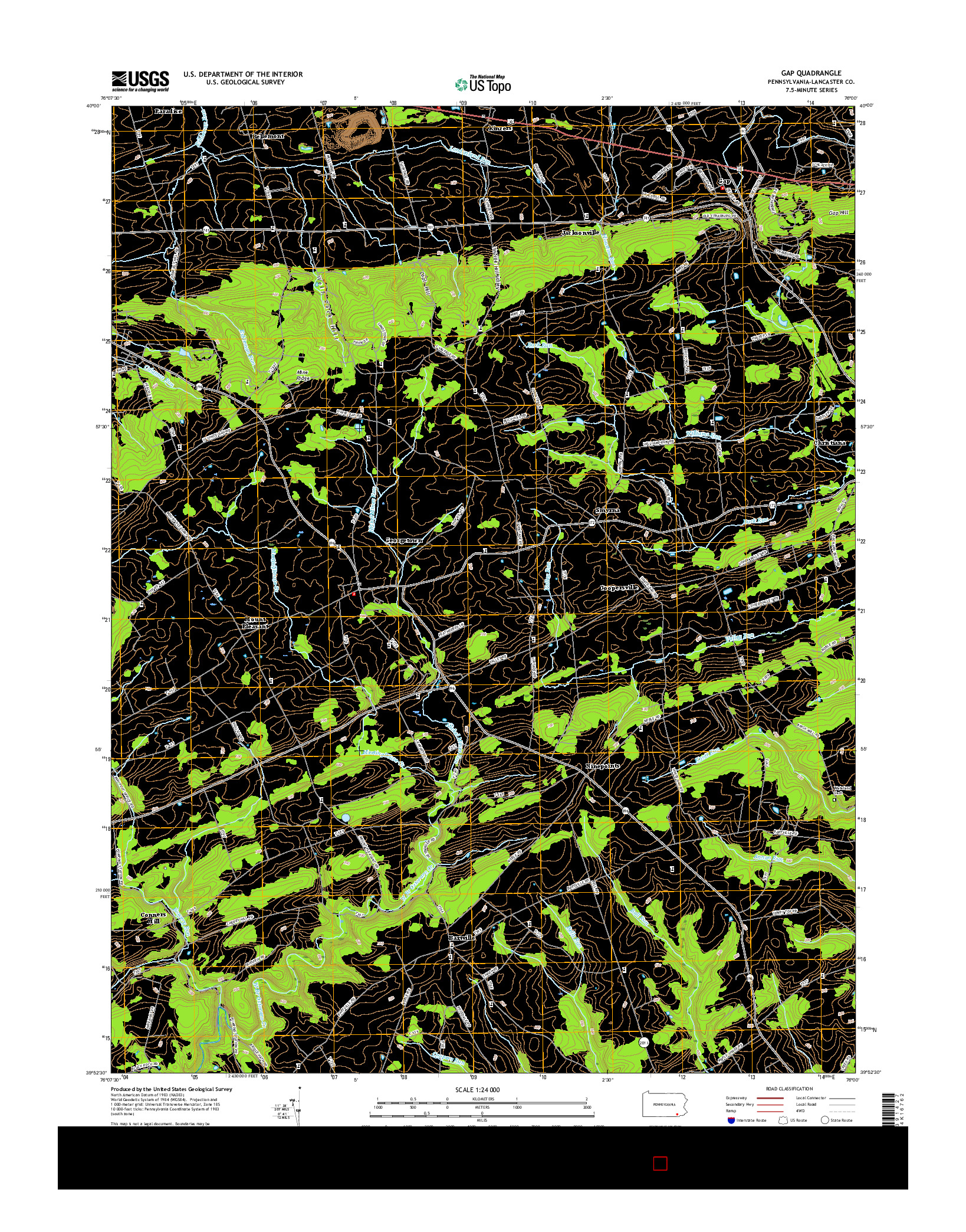 USGS US TOPO 7.5-MINUTE MAP FOR GAP, PA 2016