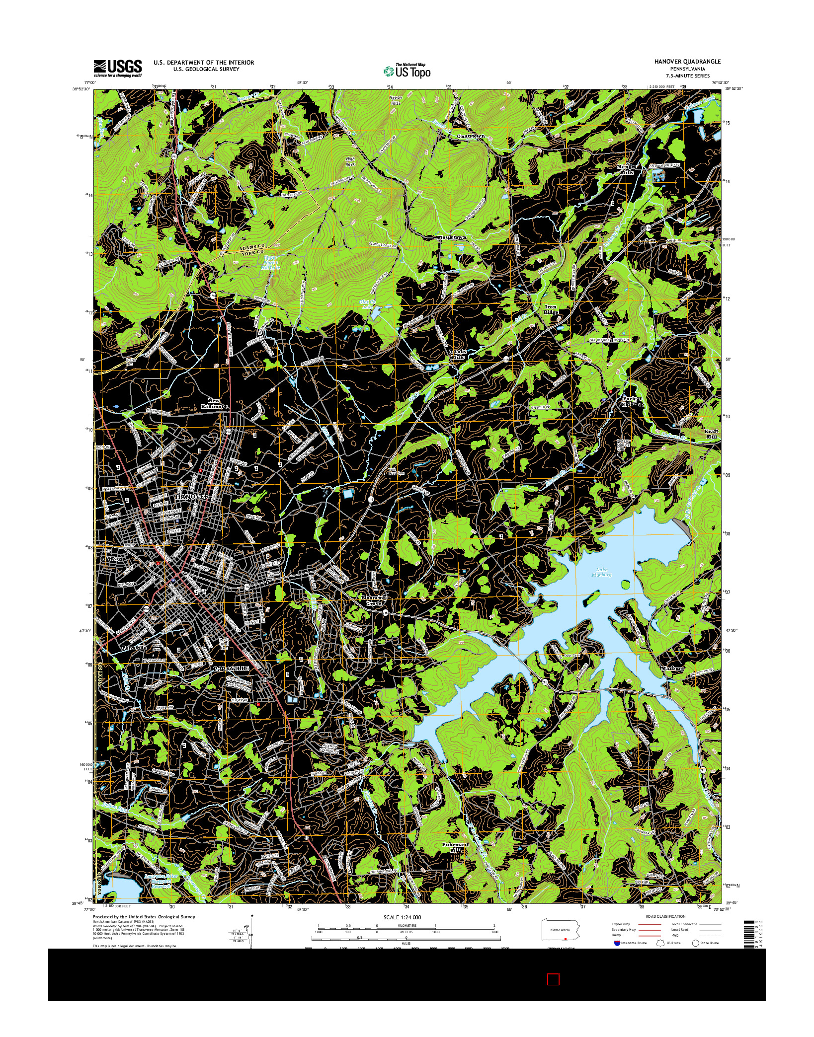 USGS US TOPO 7.5-MINUTE MAP FOR HANOVER, PA 2016