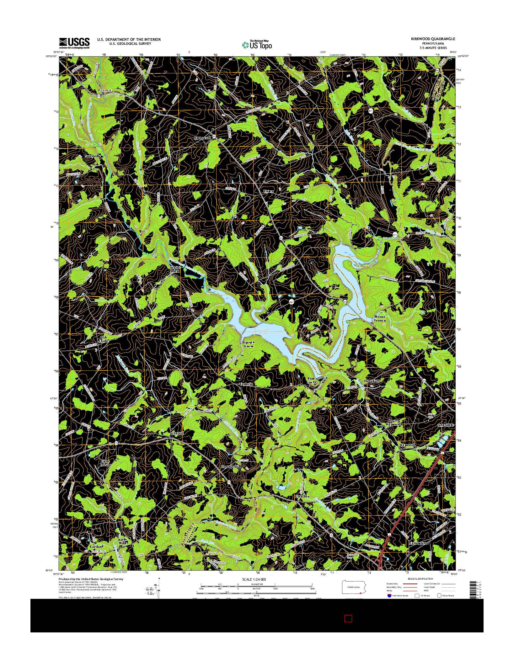 USGS US TOPO 7.5-MINUTE MAP FOR KIRKWOOD, PA 2016