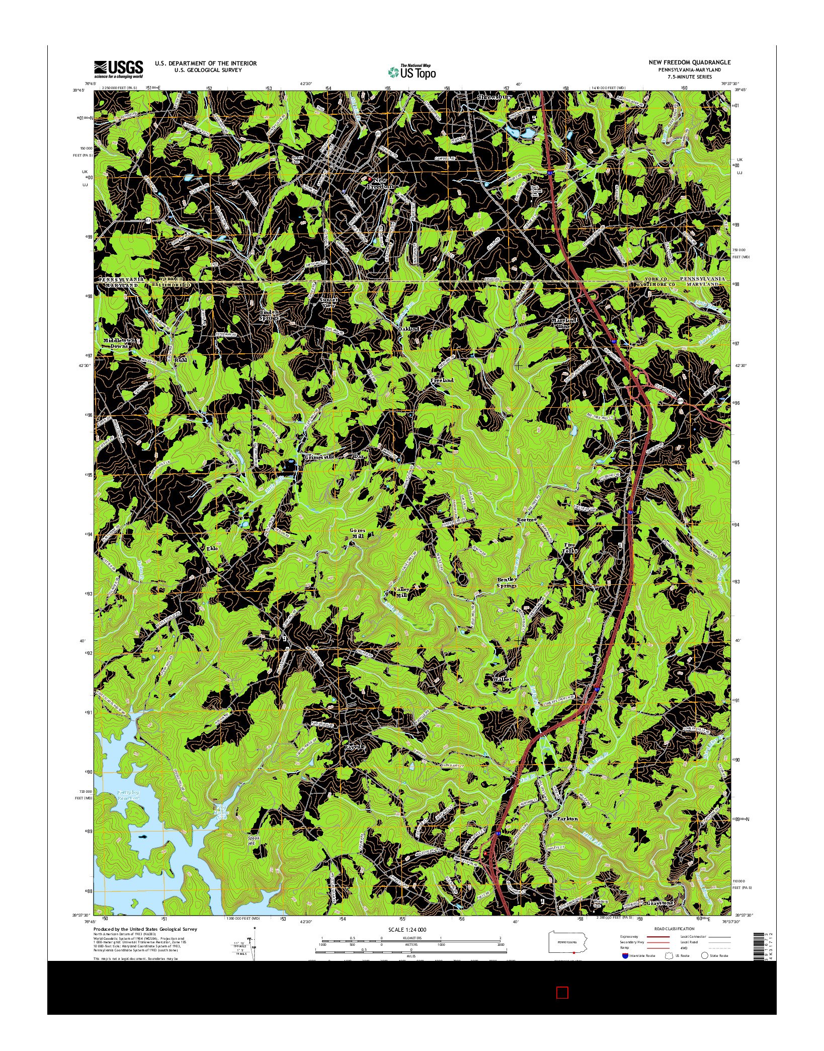 USGS US TOPO 7.5-MINUTE MAP FOR NEW FREEDOM, PA-MD 2016