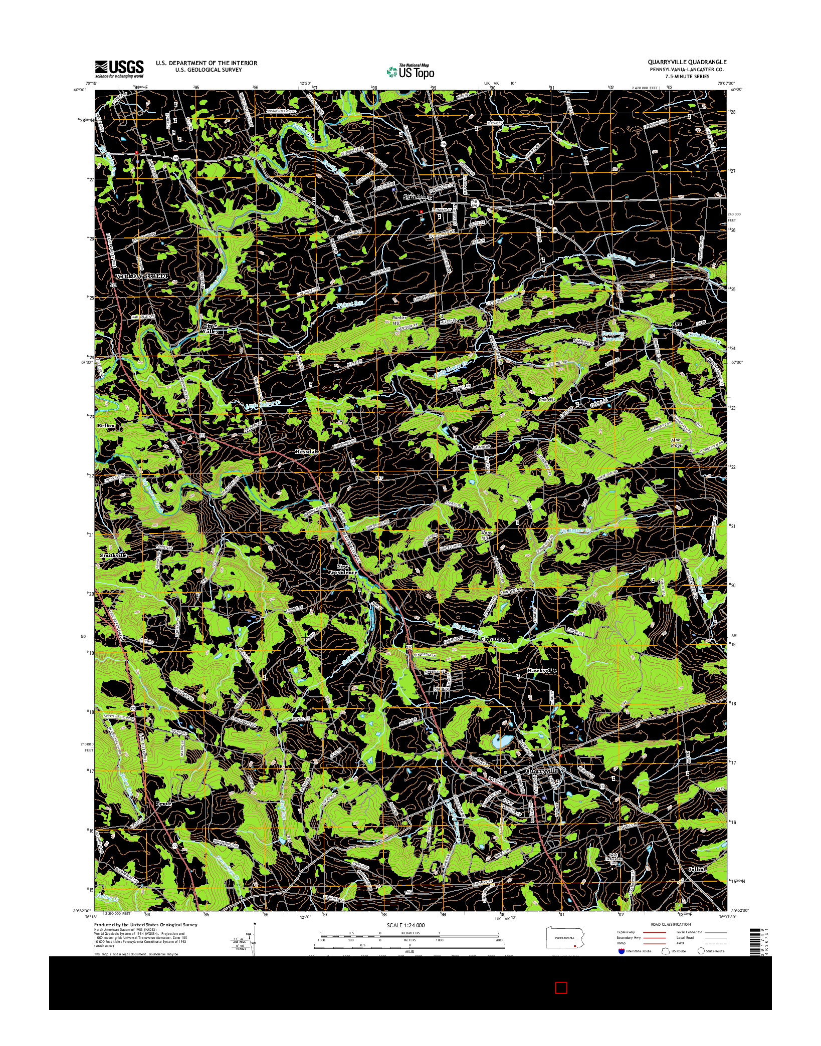 USGS US TOPO 7.5-MINUTE MAP FOR QUARRYVILLE, PA 2016