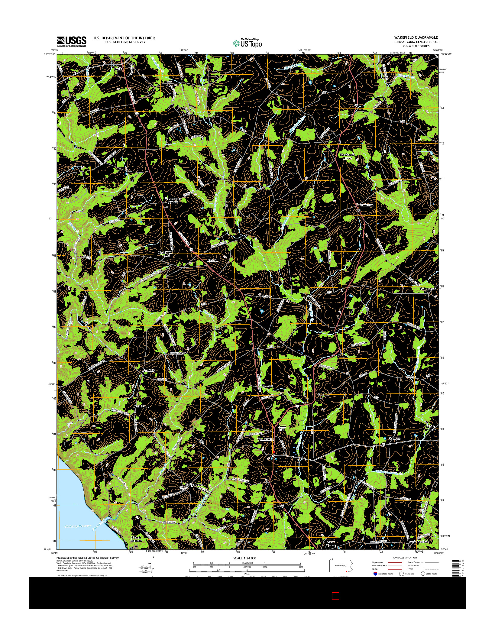 USGS US TOPO 7.5-MINUTE MAP FOR WAKEFIELD, PA 2016
