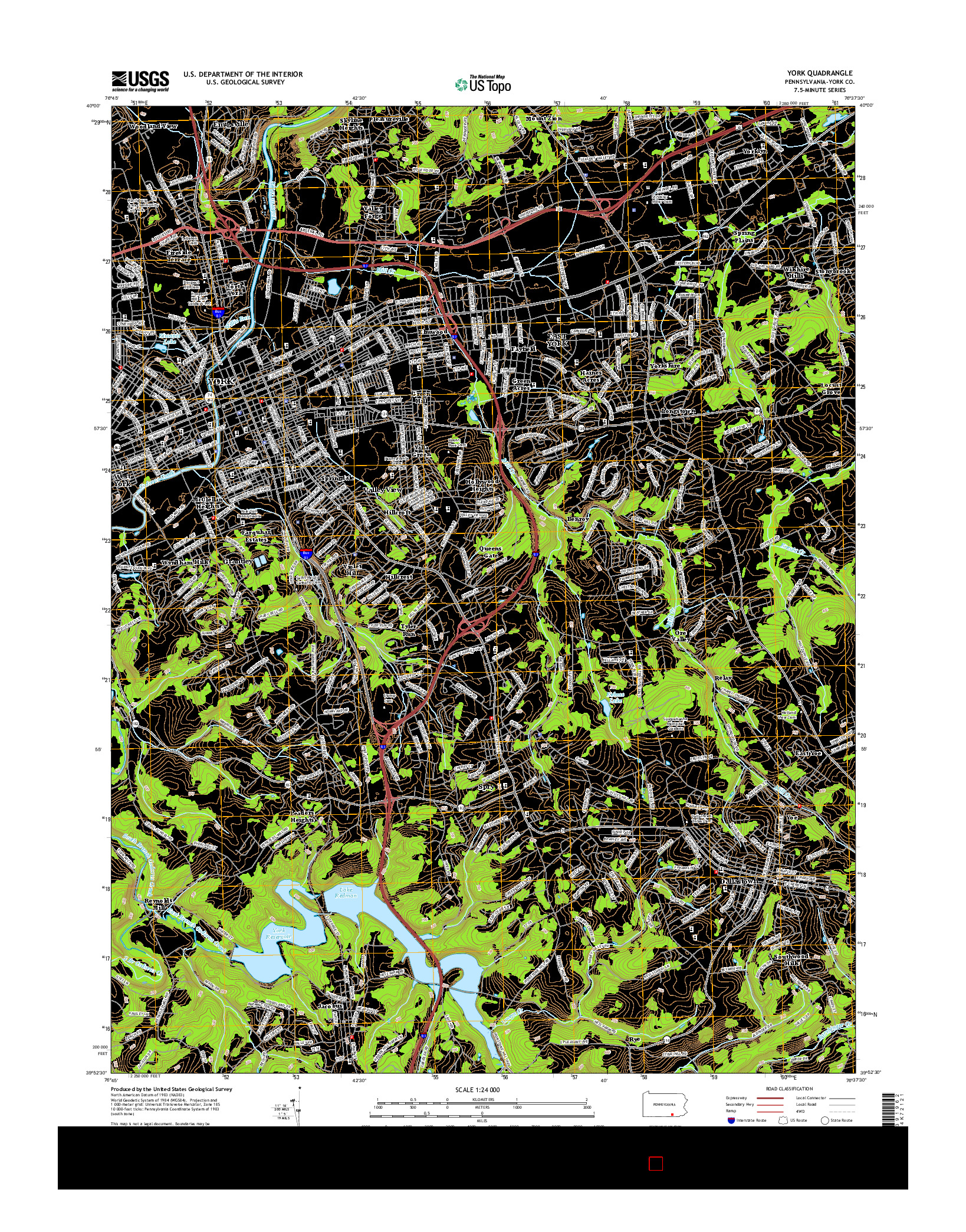 USGS US TOPO 7.5-MINUTE MAP FOR YORK, PA 2016