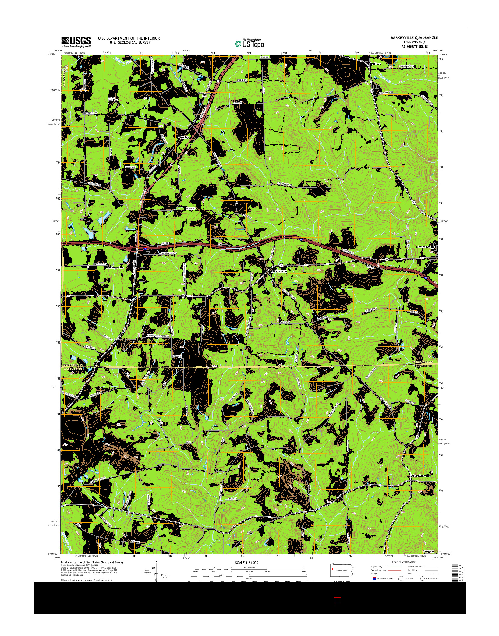 USGS US TOPO 7.5-MINUTE MAP FOR BARKEYVILLE, PA 2016