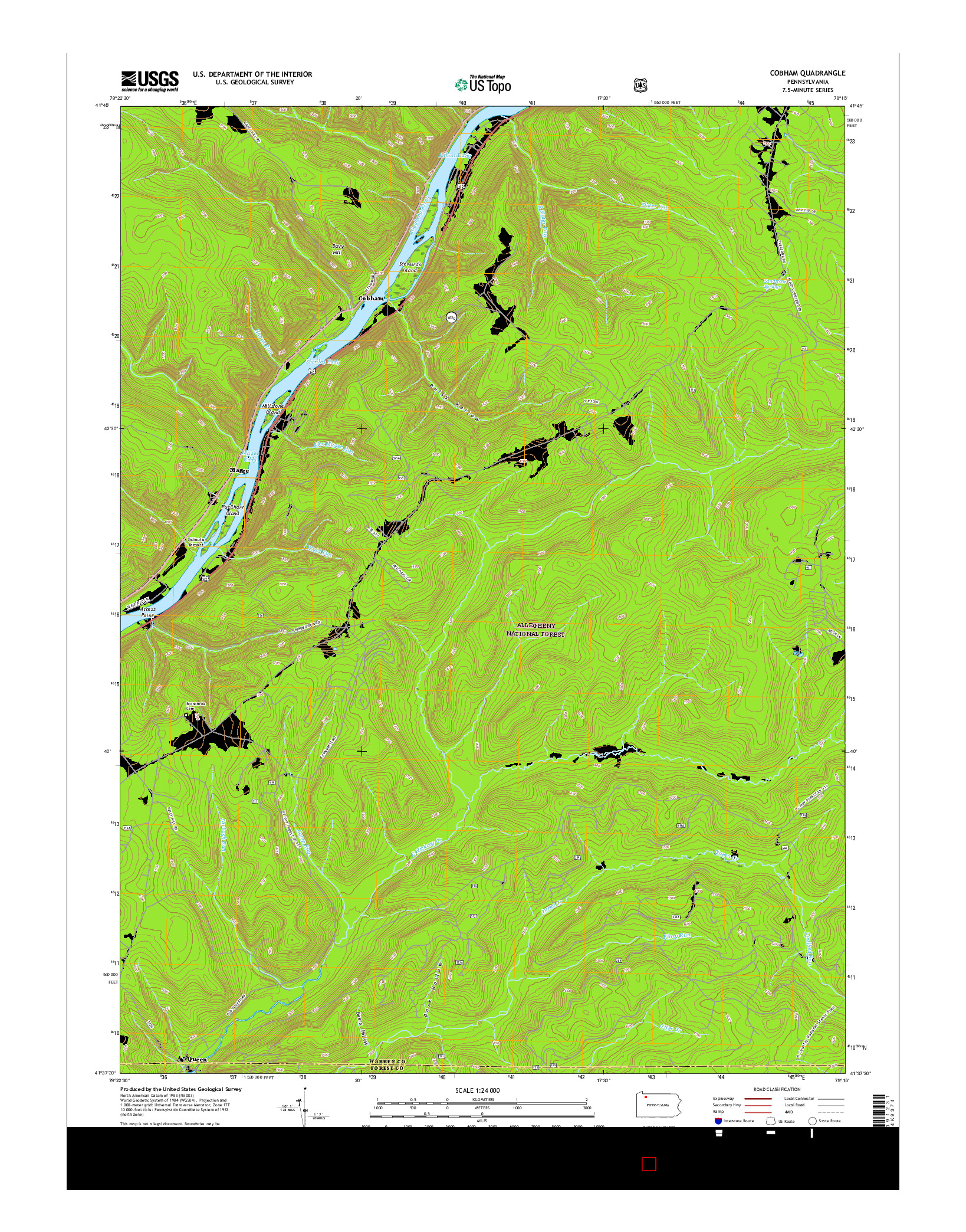 USGS US TOPO 7.5-MINUTE MAP FOR COBHAM, PA 2016