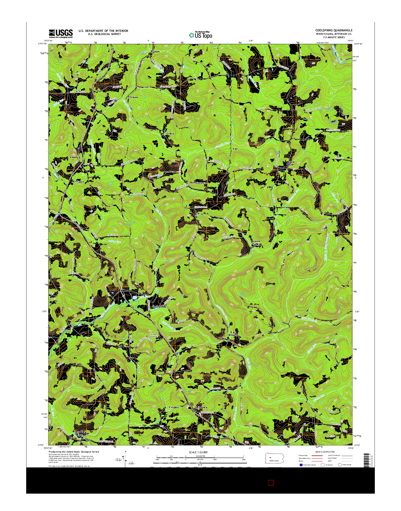 USGS US TOPO 7.5-MINUTE MAP FOR COOLSPRING, PA 2016