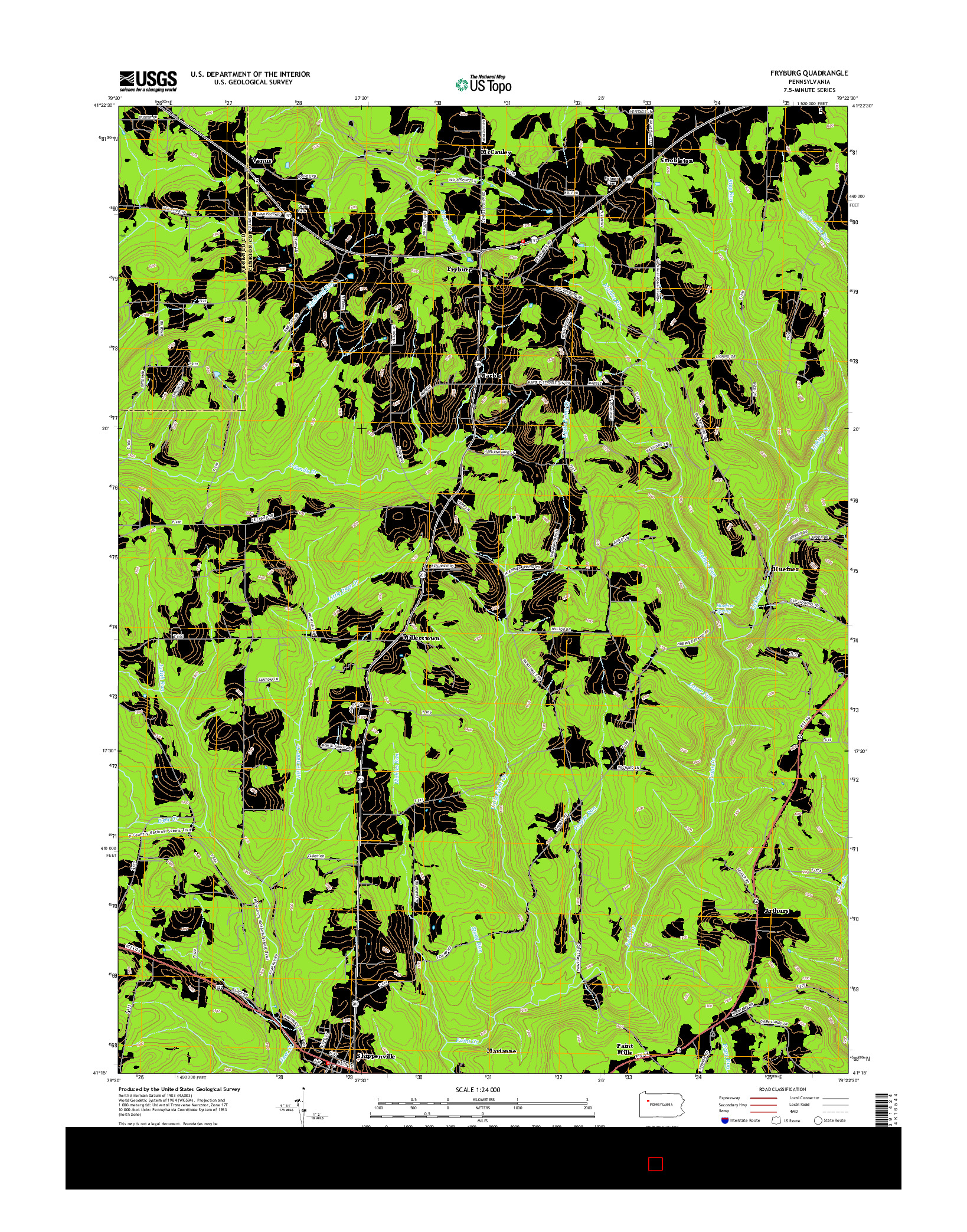 USGS US TOPO 7.5-MINUTE MAP FOR FRYBURG, PA 2016