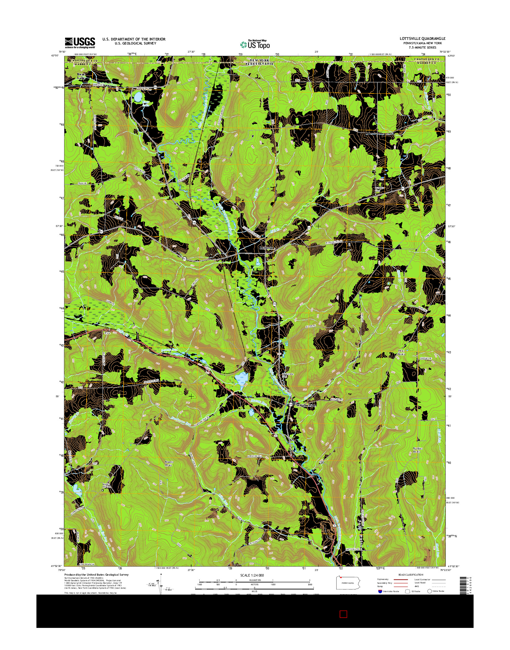 USGS US TOPO 7.5-MINUTE MAP FOR LOTTSVILLE, PA-NY 2016