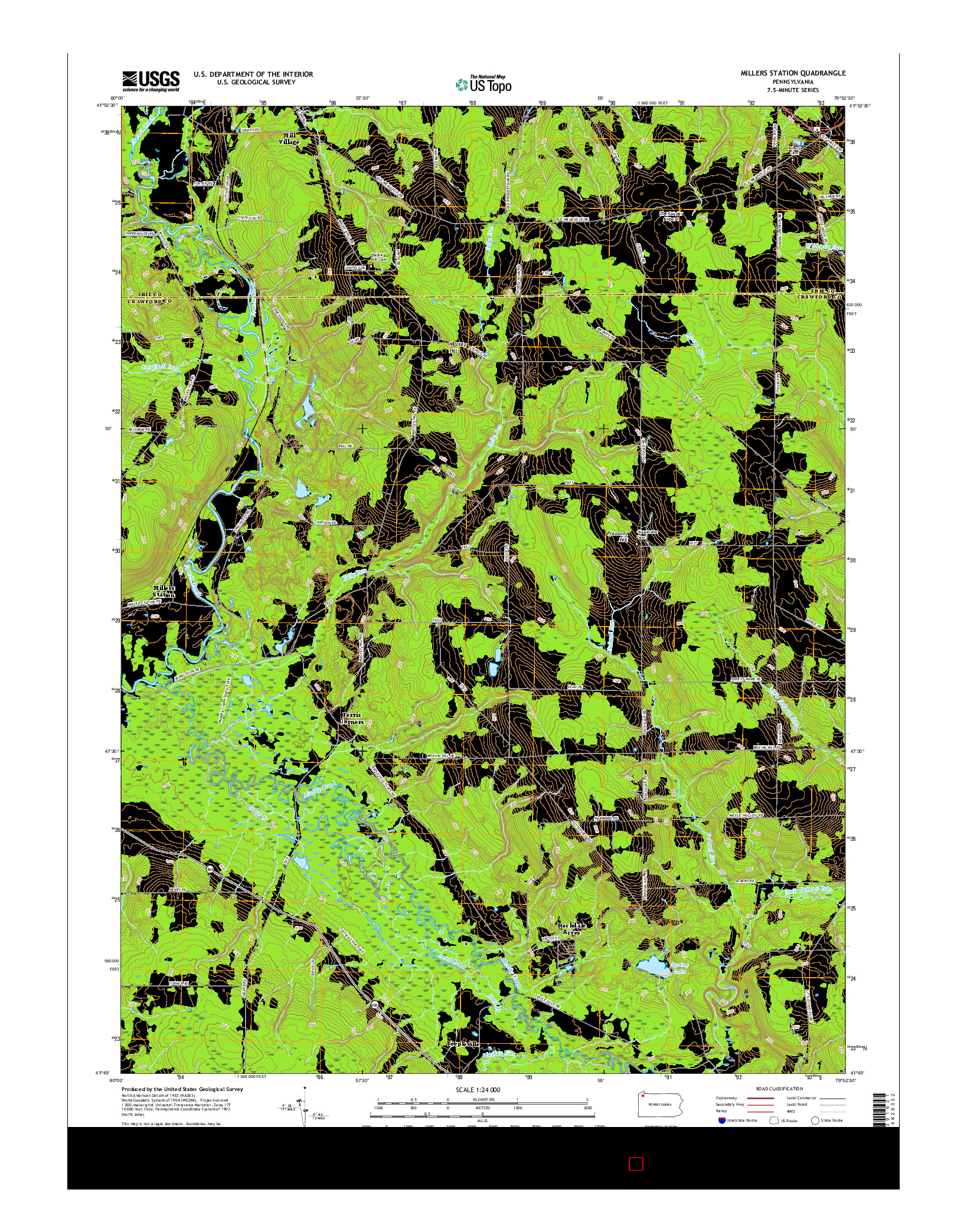 USGS US TOPO 7.5-MINUTE MAP FOR MILLERS STATION, PA 2016