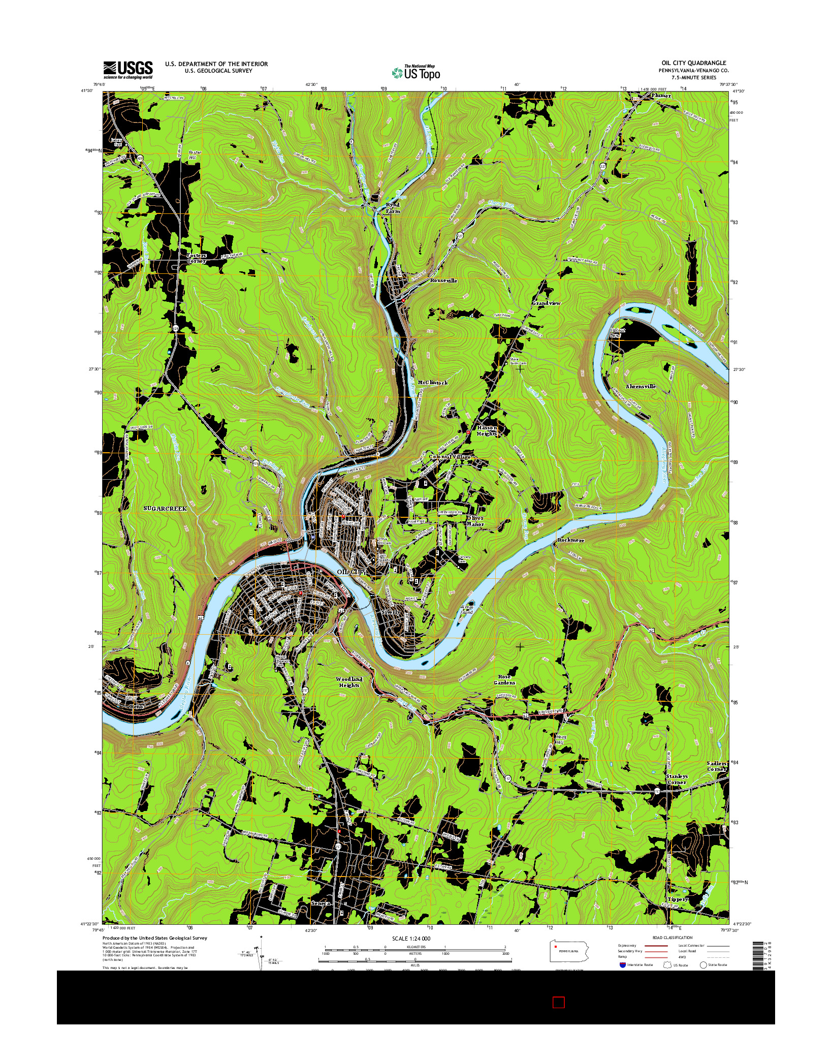 USGS US TOPO 7.5-MINUTE MAP FOR OIL CITY, PA 2016