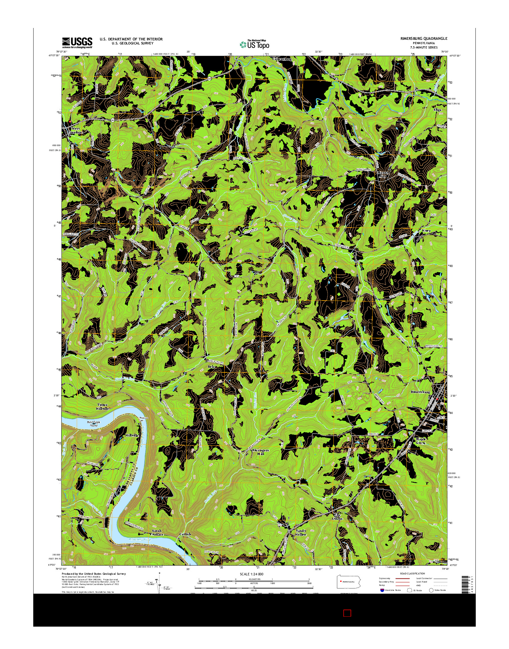 USGS US TOPO 7.5-MINUTE MAP FOR RIMERSBURG, PA 2016