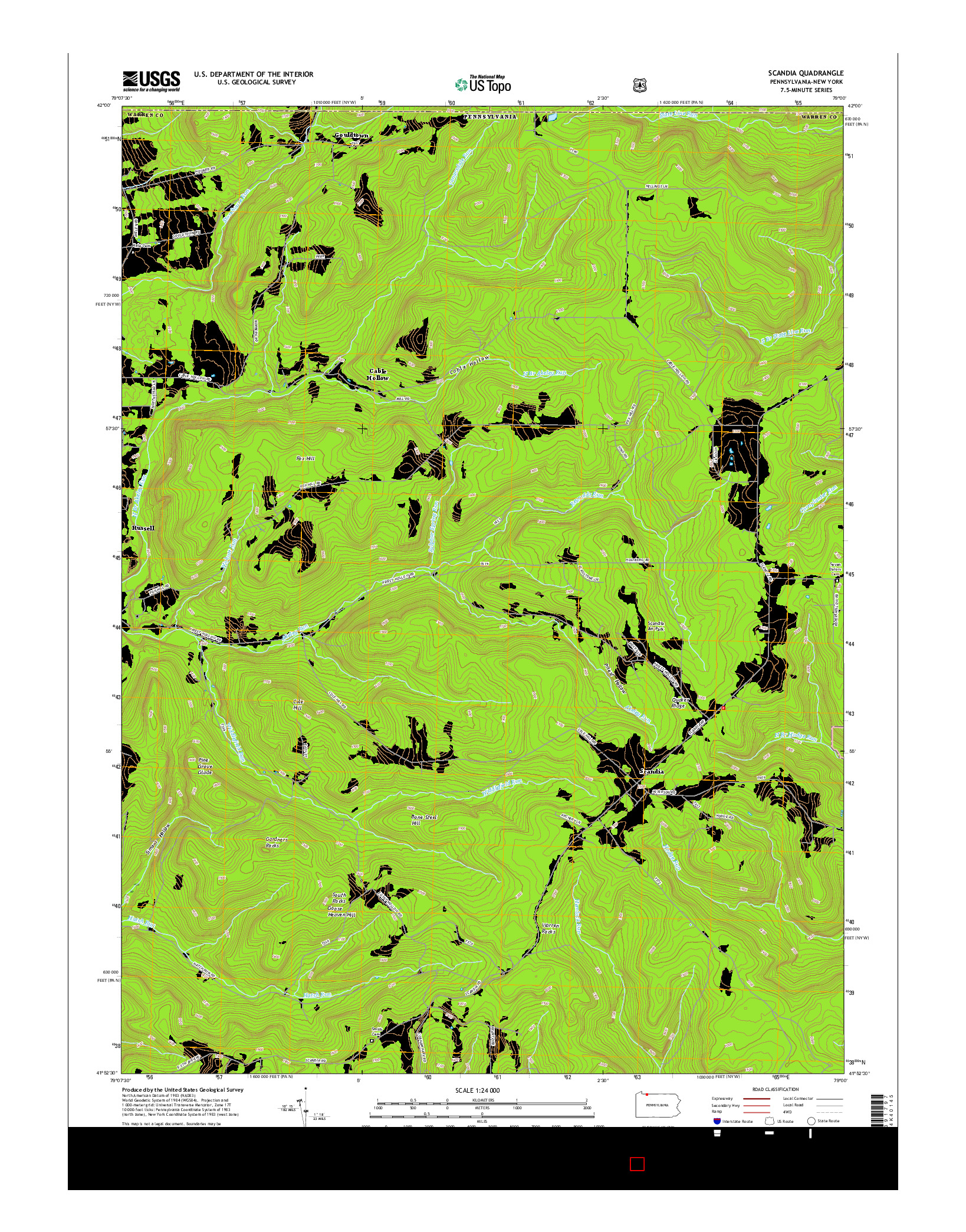 USGS US TOPO 7.5-MINUTE MAP FOR SCANDIA, PA-NY 2016