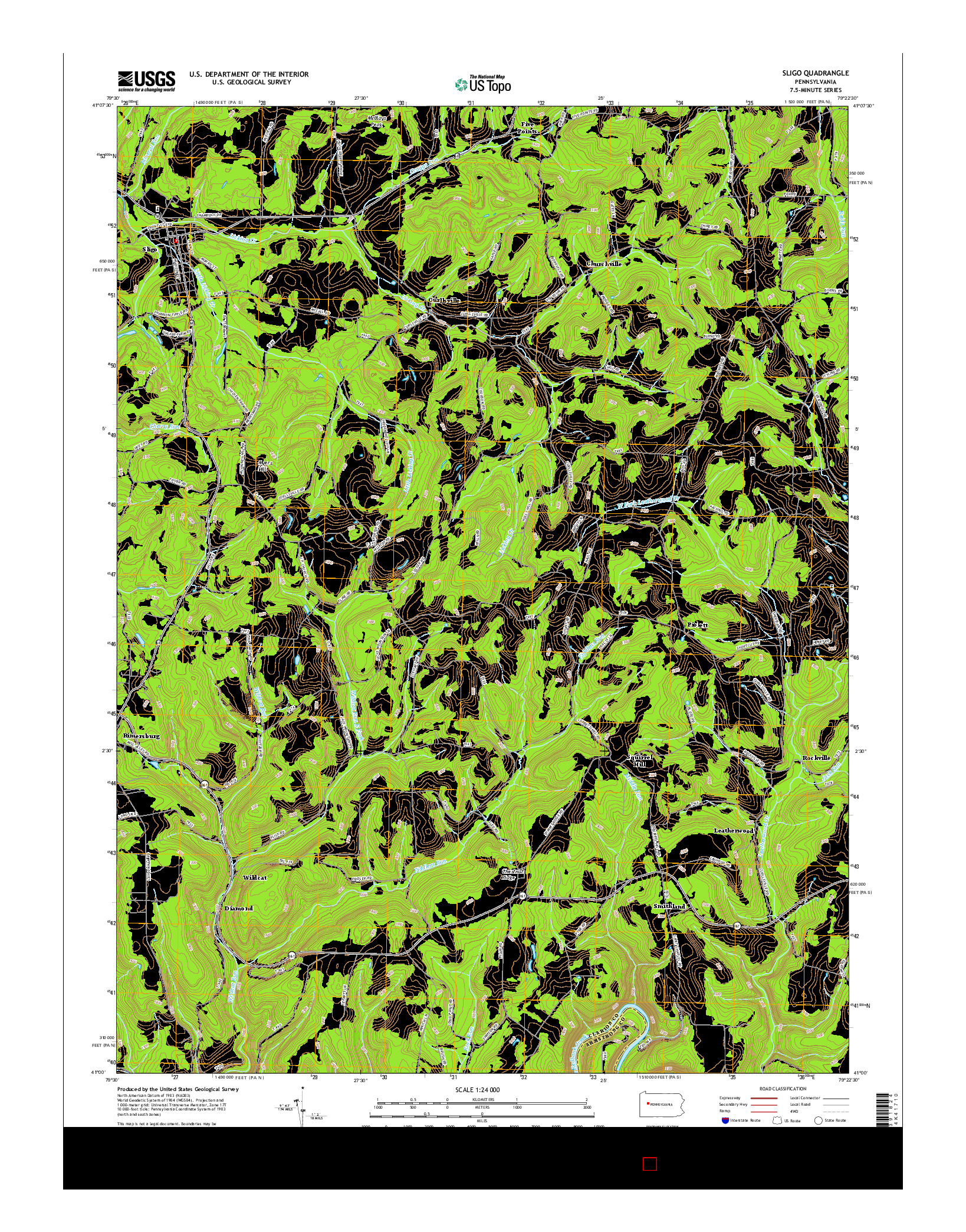 USGS US TOPO 7.5-MINUTE MAP FOR SLIGO, PA 2016