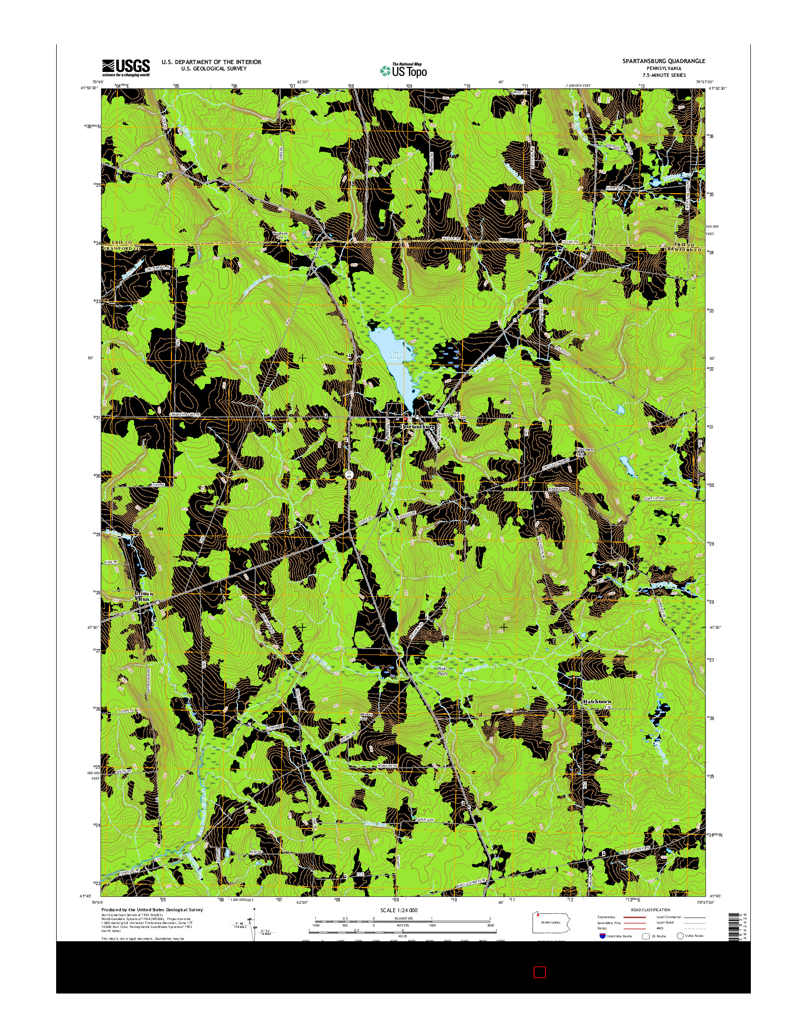 USGS US TOPO 7.5-MINUTE MAP FOR SPARTANSBURG, PA 2016