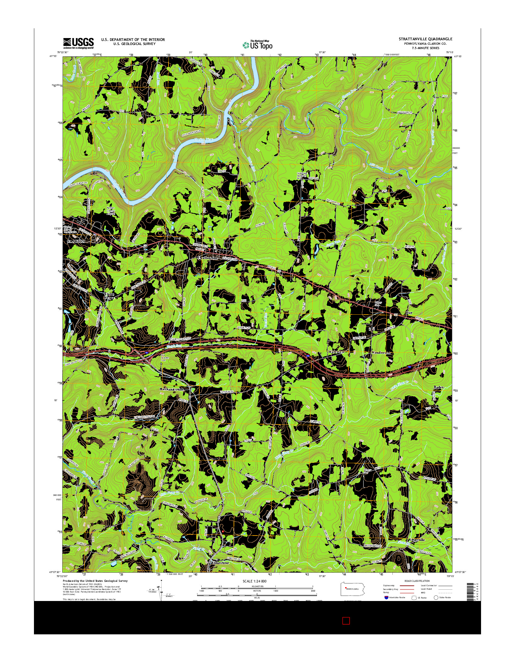 USGS US TOPO 7.5-MINUTE MAP FOR STRATTANVILLE, PA 2016