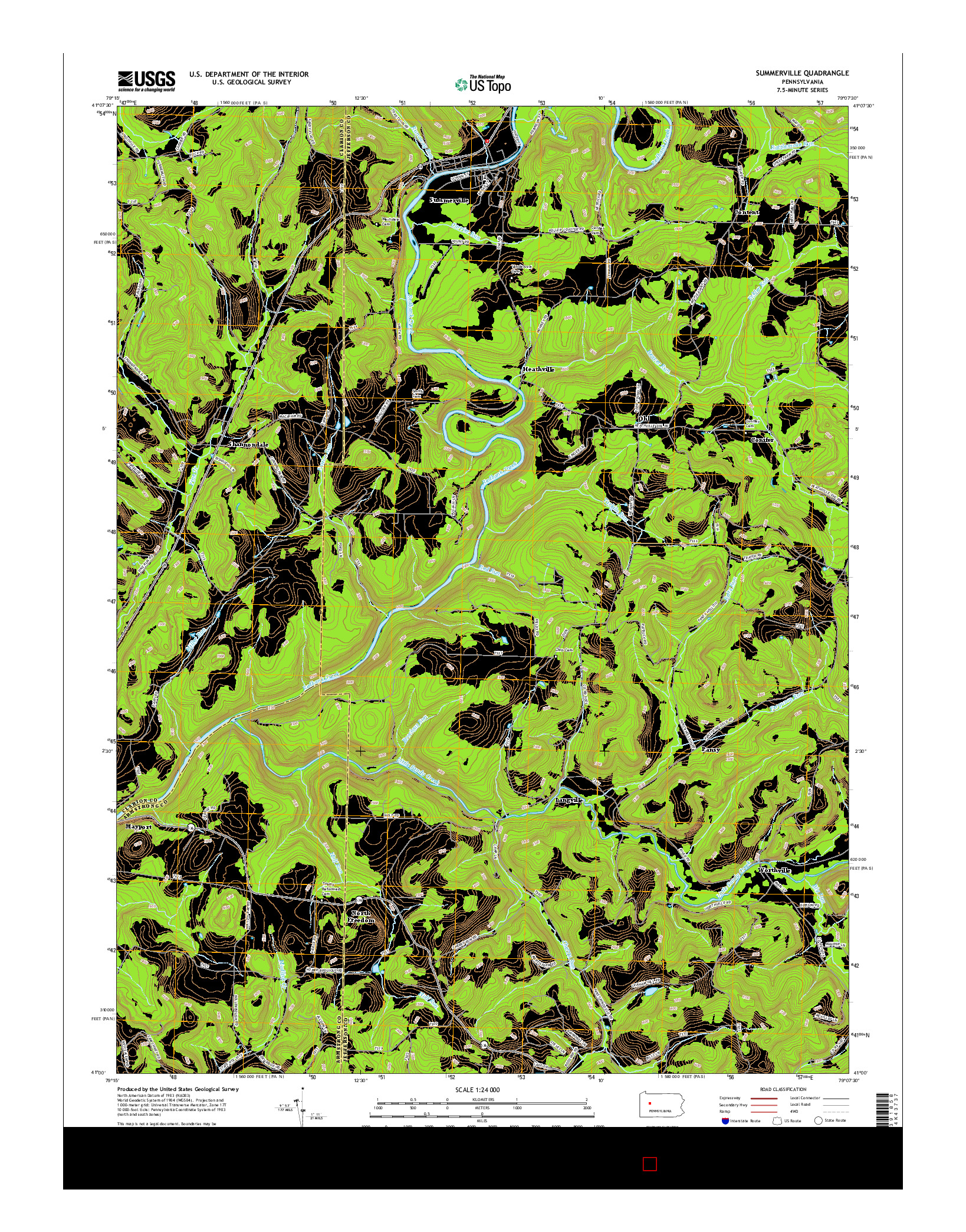USGS US TOPO 7.5-MINUTE MAP FOR SUMMERVILLE, PA 2016