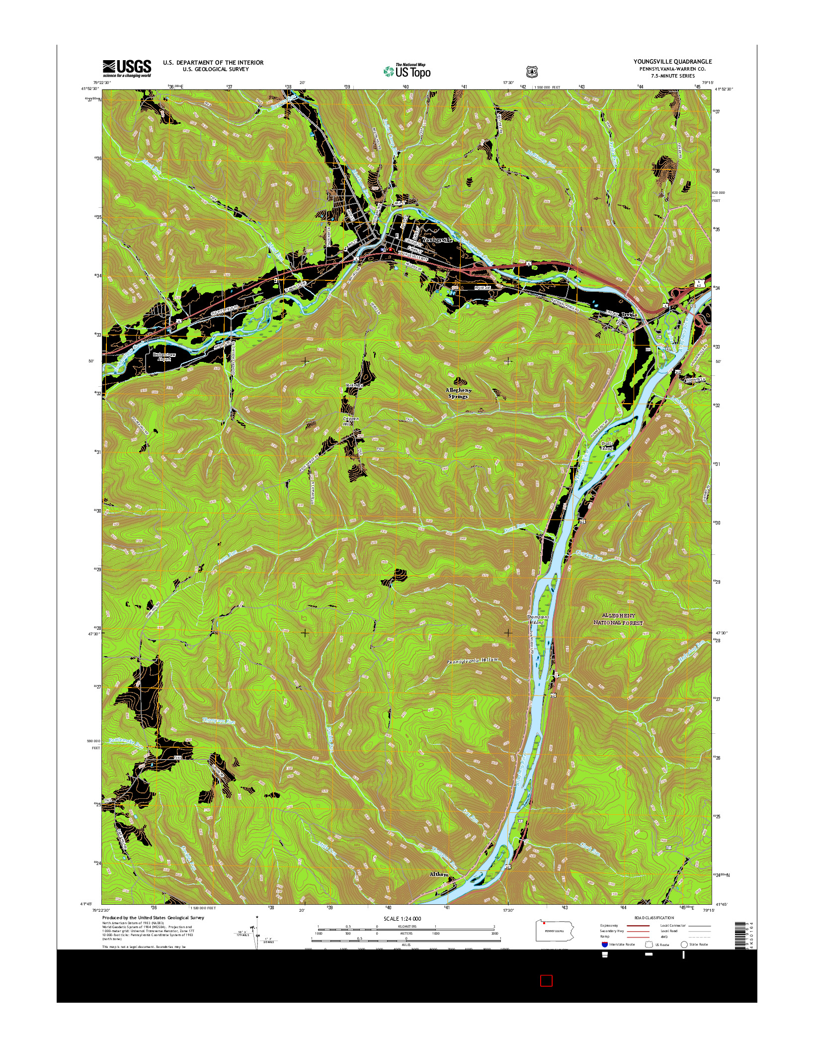 USGS US TOPO 7.5-MINUTE MAP FOR YOUNGSVILLE, PA 2016