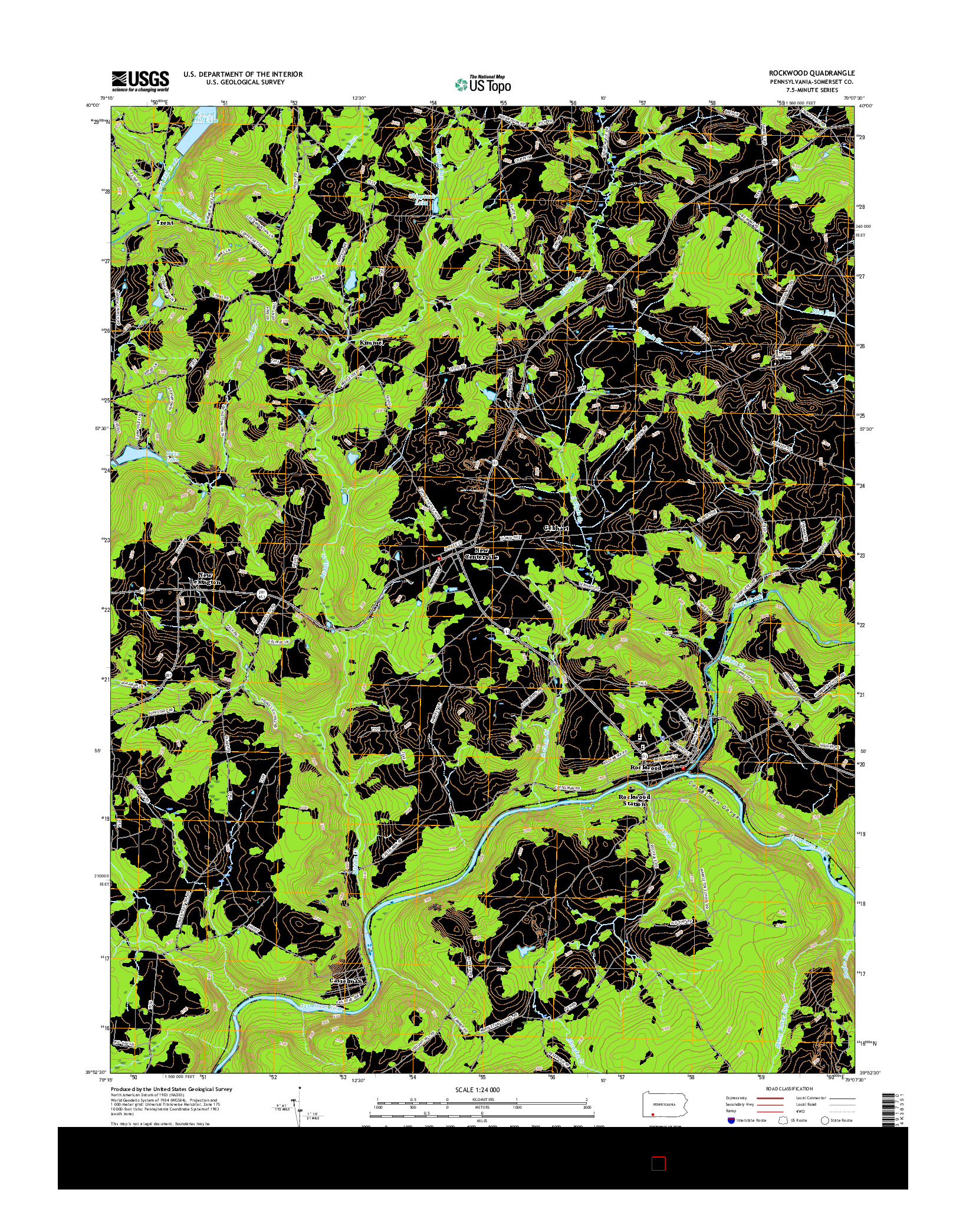 USGS US TOPO 7.5-MINUTE MAP FOR ROCKWOOD, PA 2016