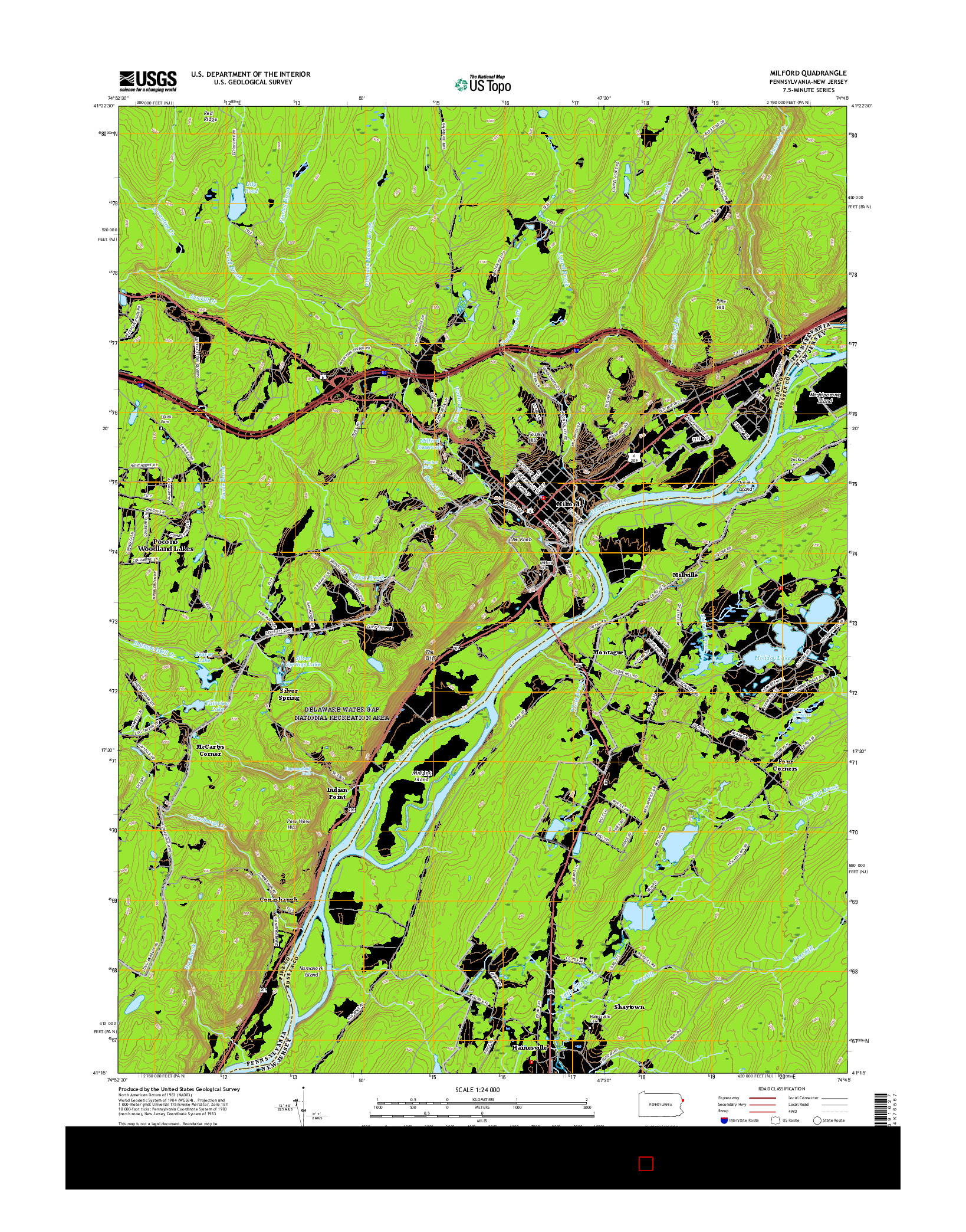 USGS US TOPO 7.5-MINUTE MAP FOR MILFORD, PA-NJ 2016