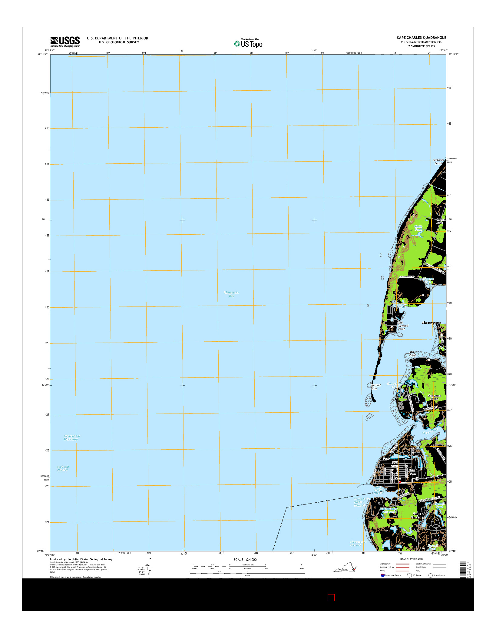 USGS US TOPO 7.5-MINUTE MAP FOR CAPE CHARLES, VA 2016