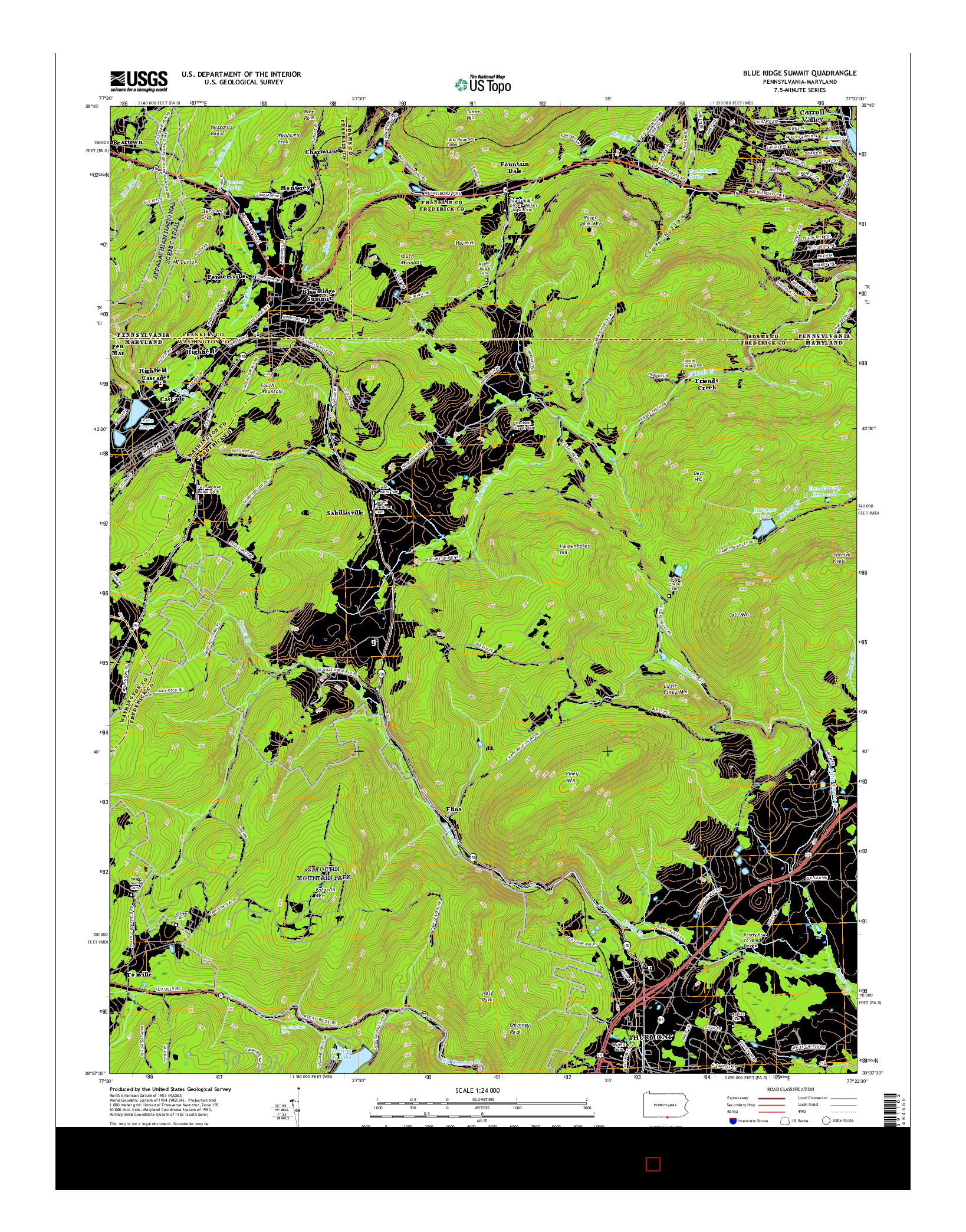 USGS US TOPO 7.5-MINUTE MAP FOR BLUE RIDGE SUMMIT, PA-MD 2016