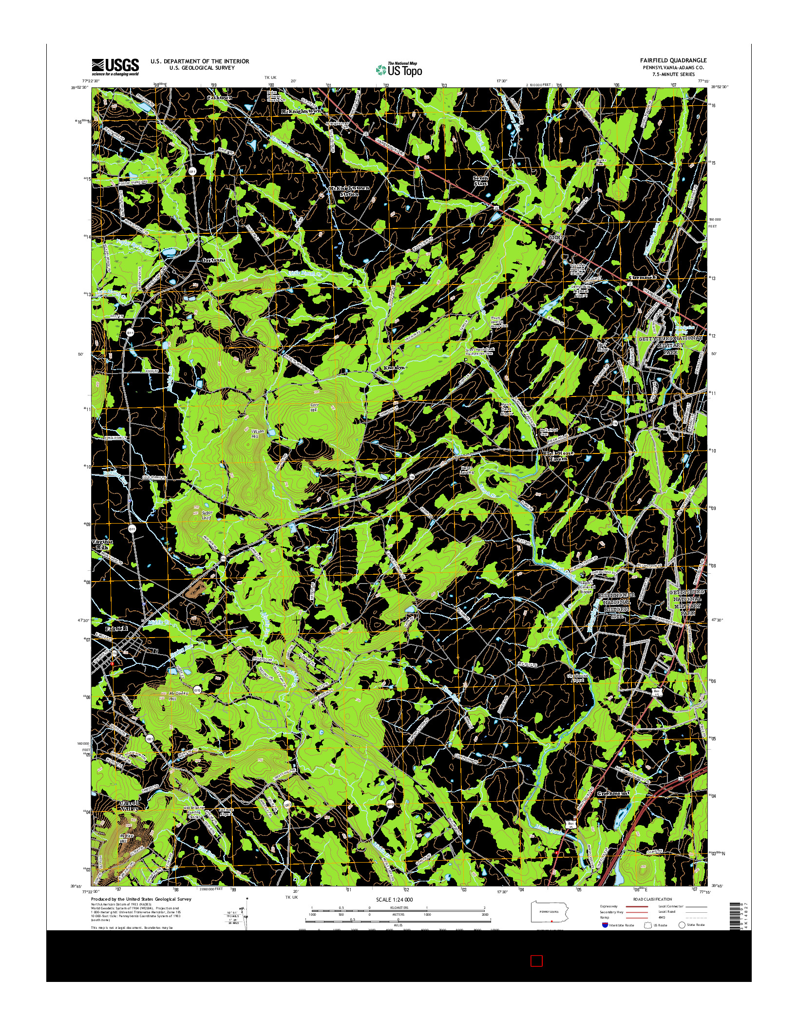 USGS US TOPO 7.5-MINUTE MAP FOR FAIRFIELD, PA 2016