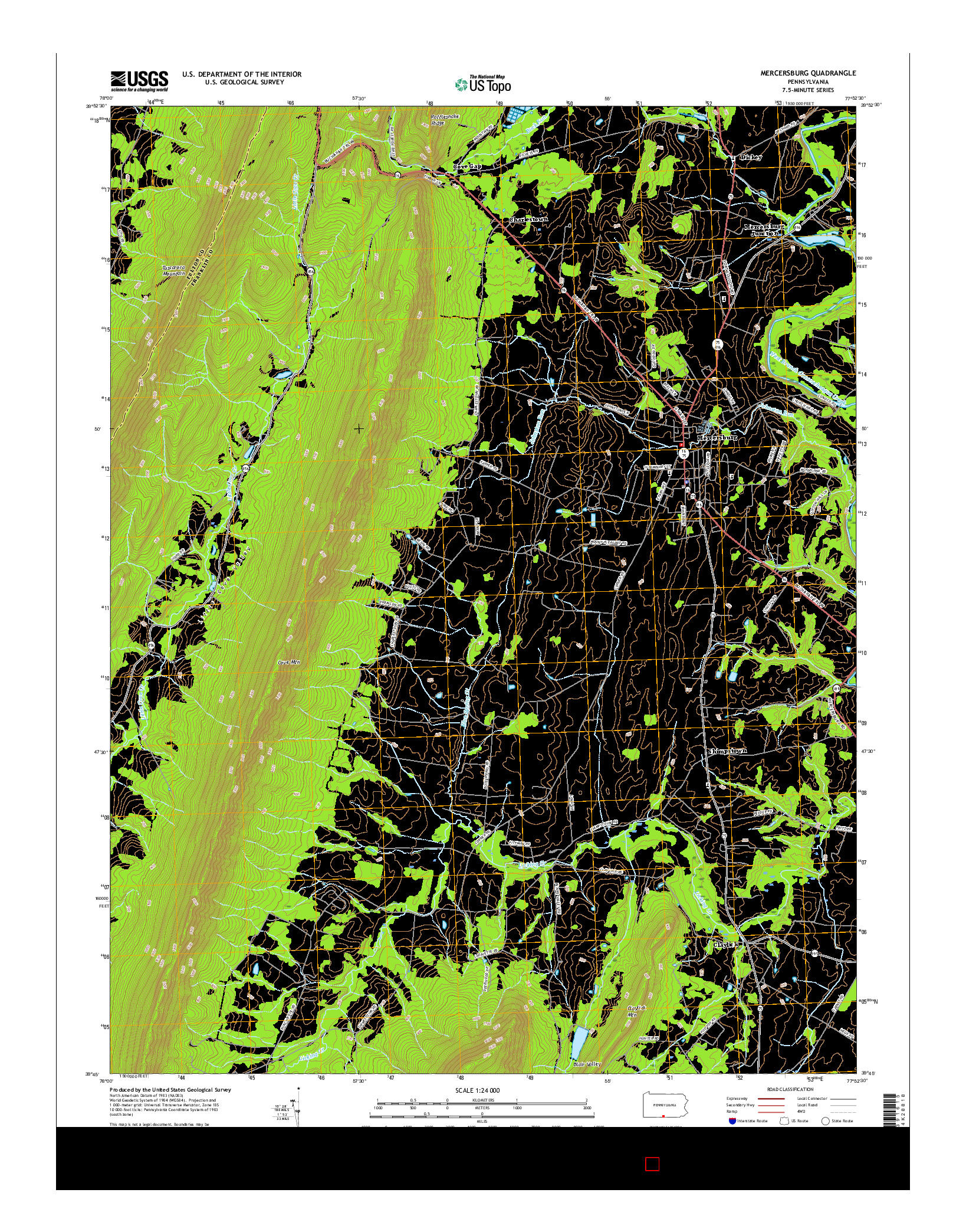 USGS US TOPO 7.5-MINUTE MAP FOR MERCERSBURG, PA 2016