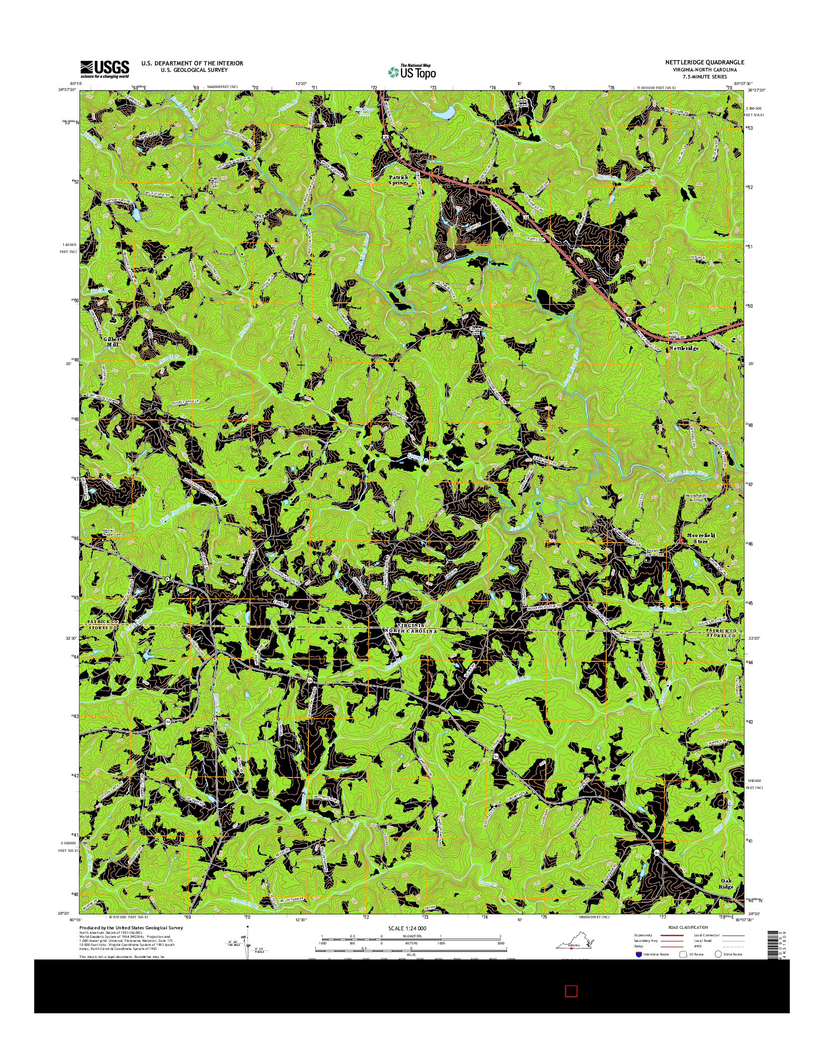 USGS US TOPO 7.5-MINUTE MAP FOR NETTLERIDGE, VA-NC 2016