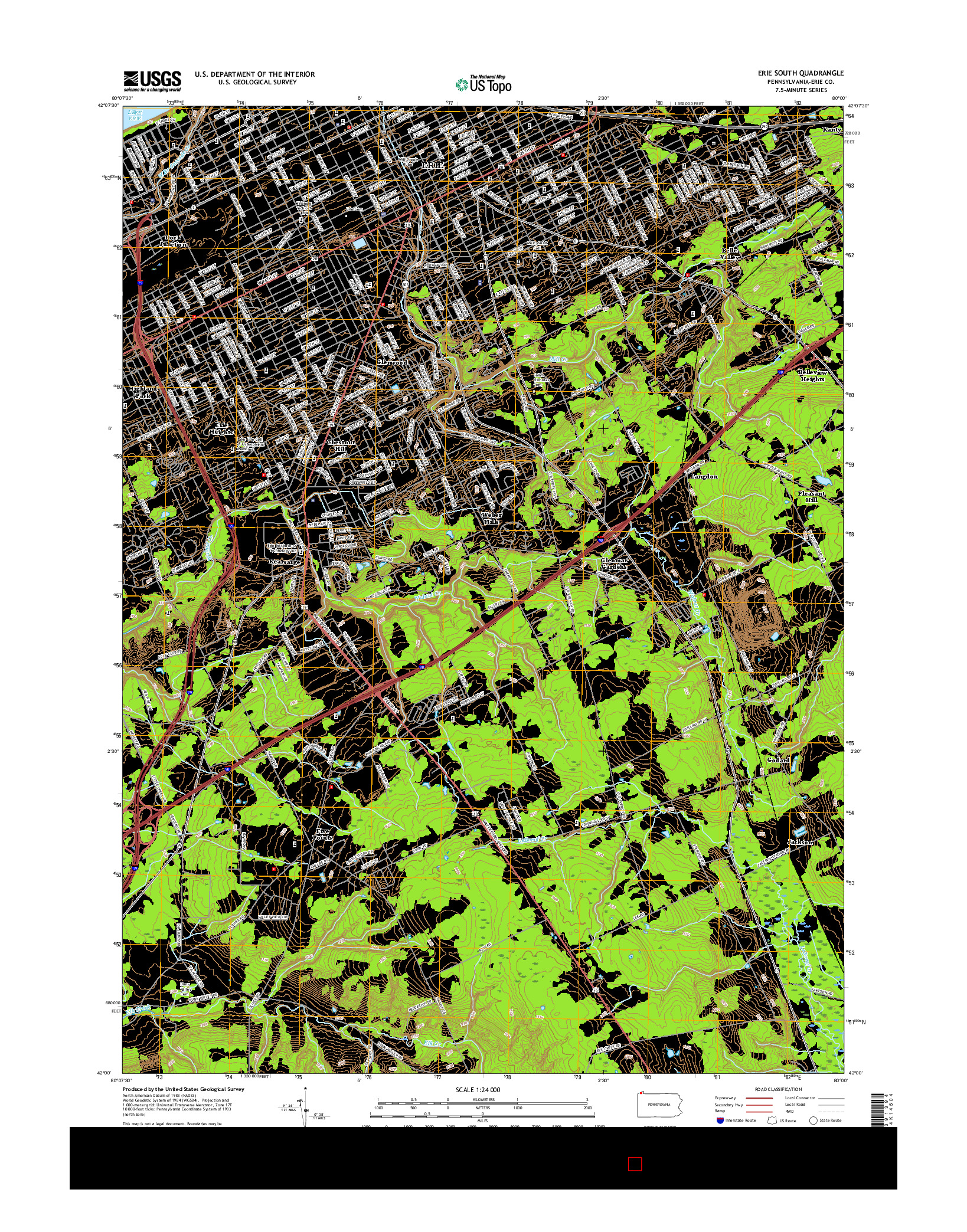 USGS US TOPO 7.5-MINUTE MAP FOR ERIE SOUTH, PA 2016